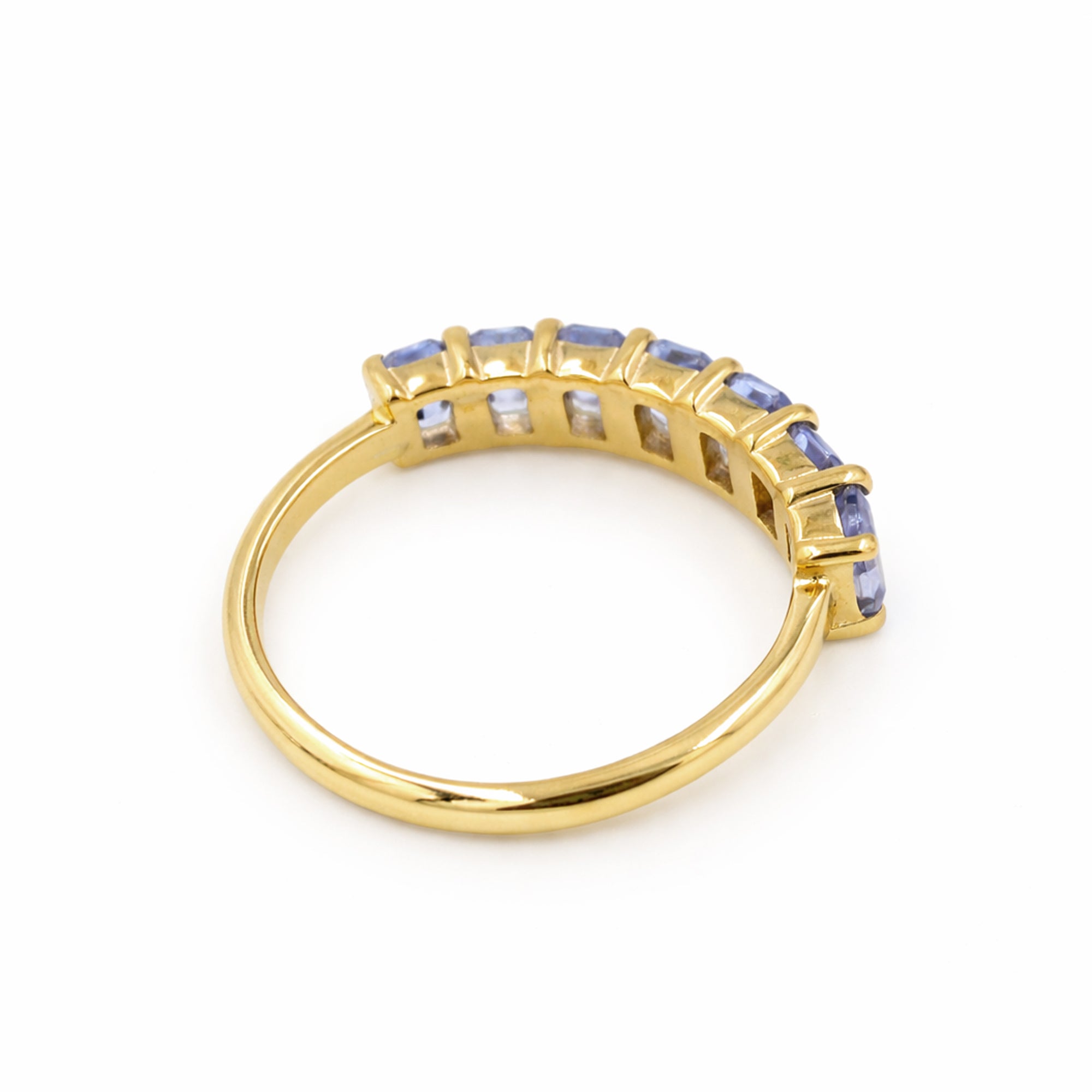 Seven Blue Stone Octagon Tanzanite Band in 925 Silver