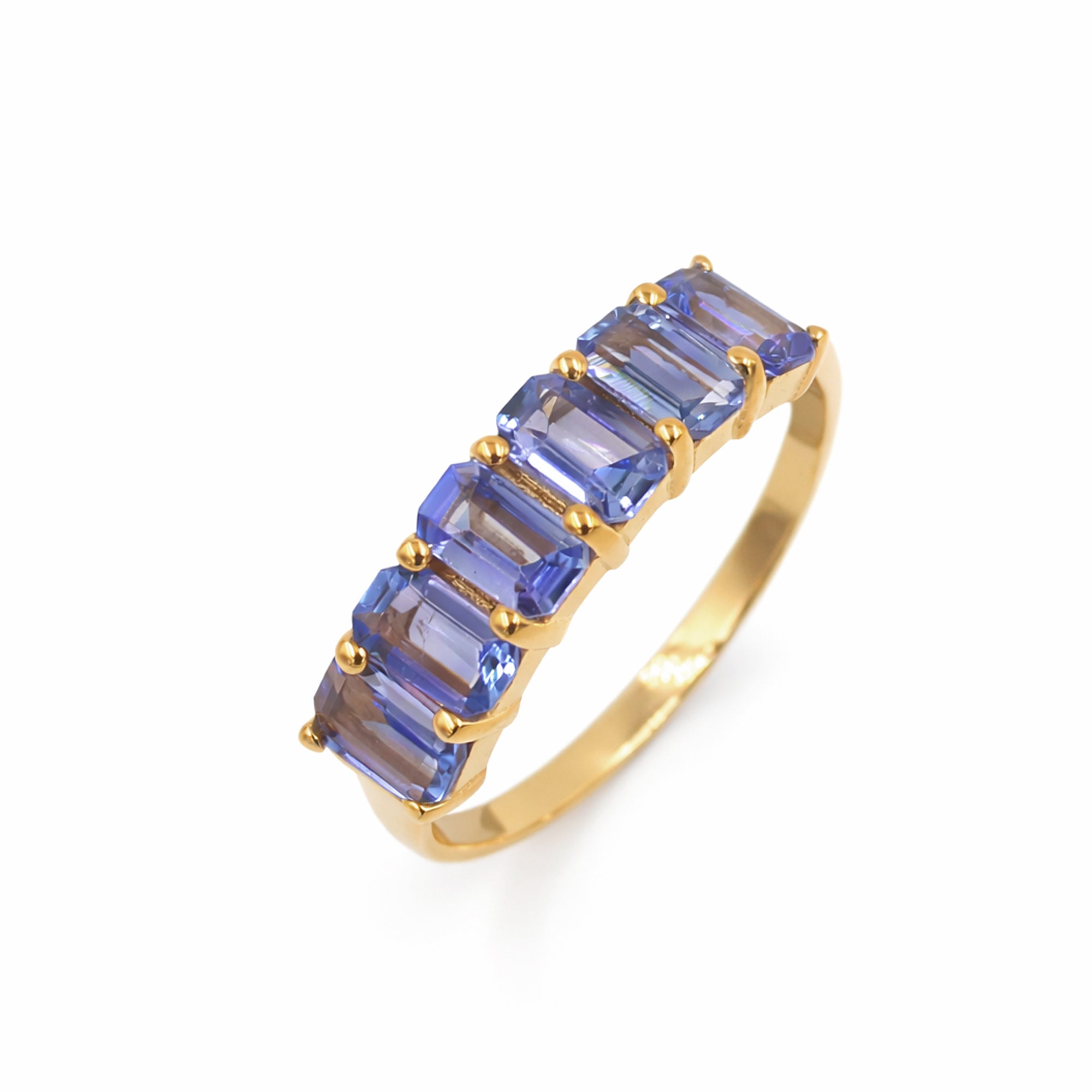 Seven Blue Stone Octagon Tanzanite Band in 925 Silver