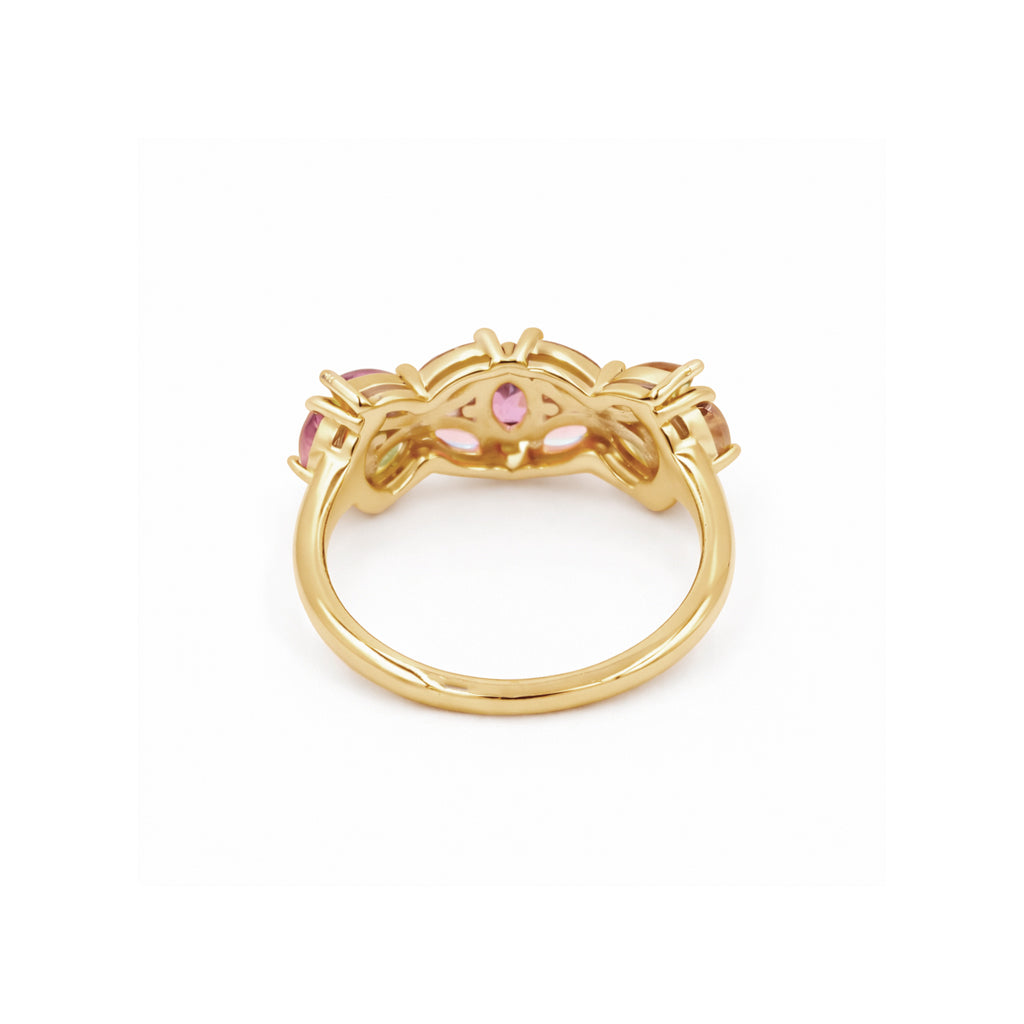 Multi Tourmaline Vintage Marquise Ring in 925 Sterling Silver