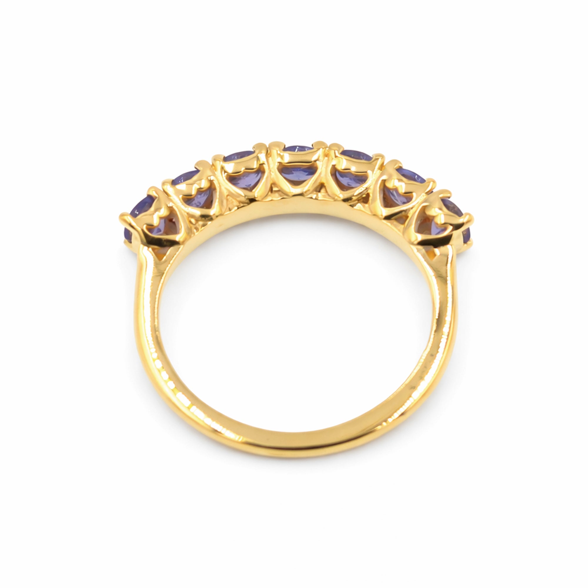 Seven Stages Tanzanite Round Stone Ring in 925 Silver