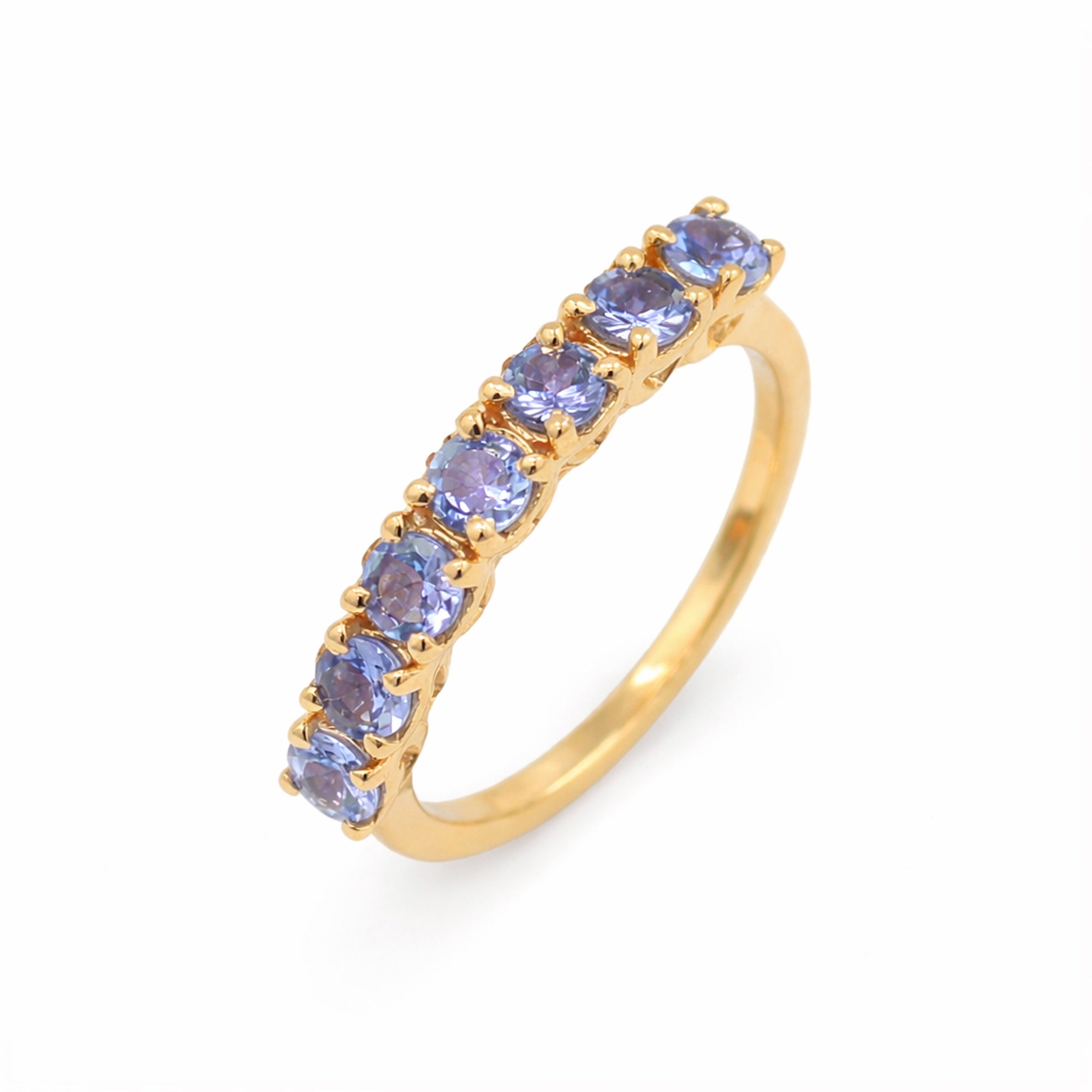 Seven Stages Tanzanite Round Stone Ring in 925 Silver