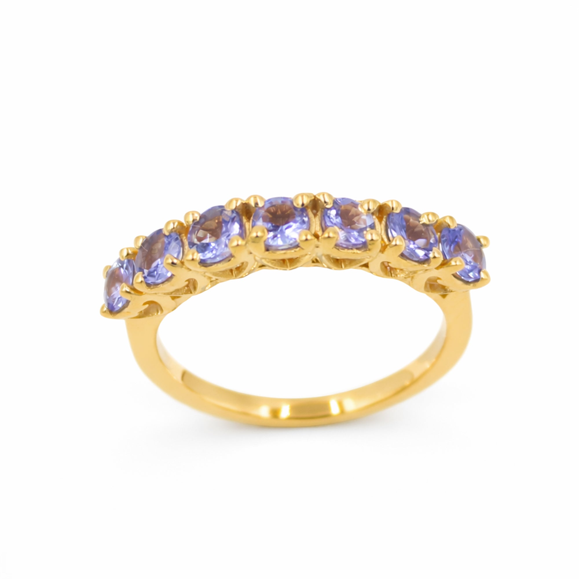 Seven Stages Tanzanite Round Stone Ring in 925 Silver