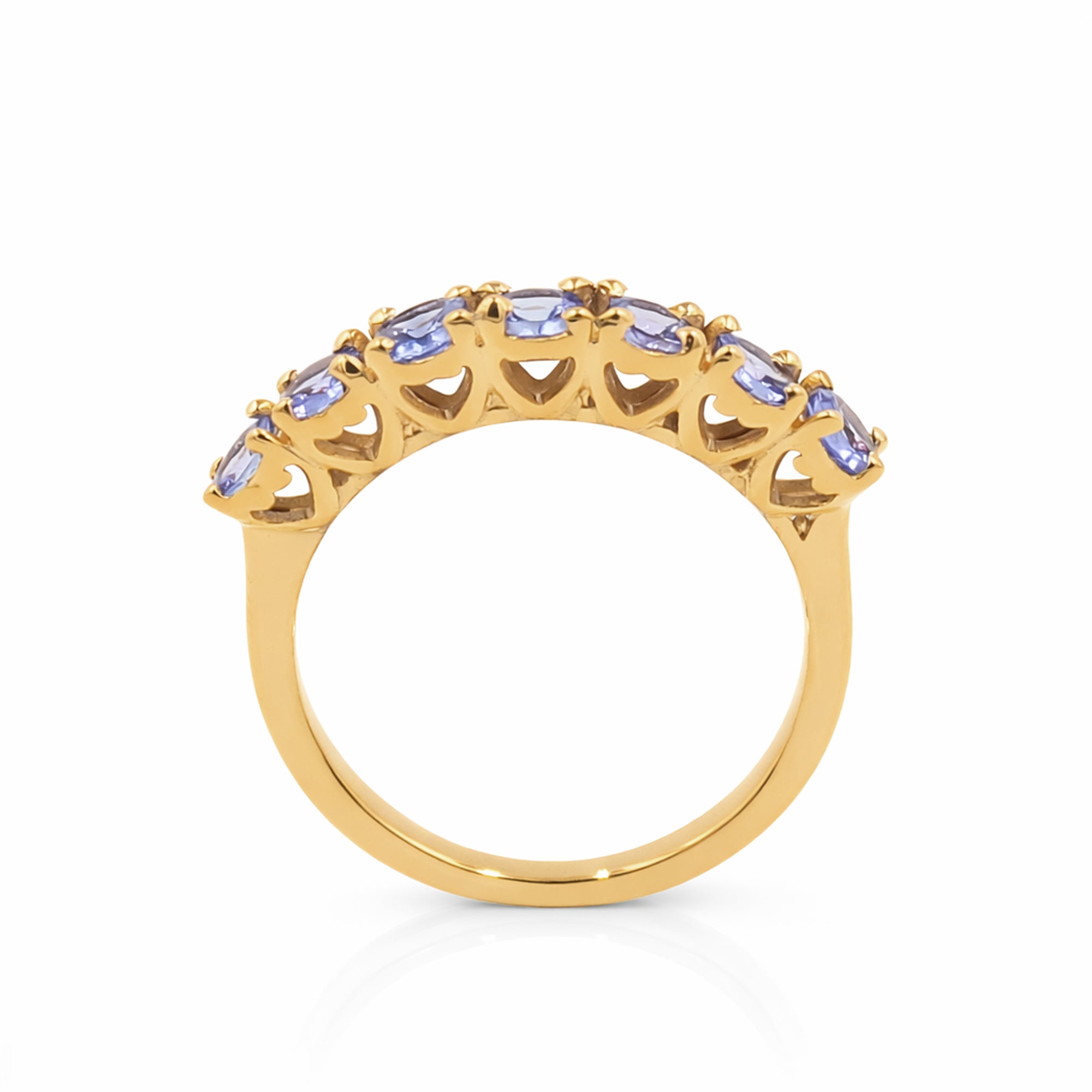 Seven Stages Tanzanite Round Stone Ring in 925 Silver