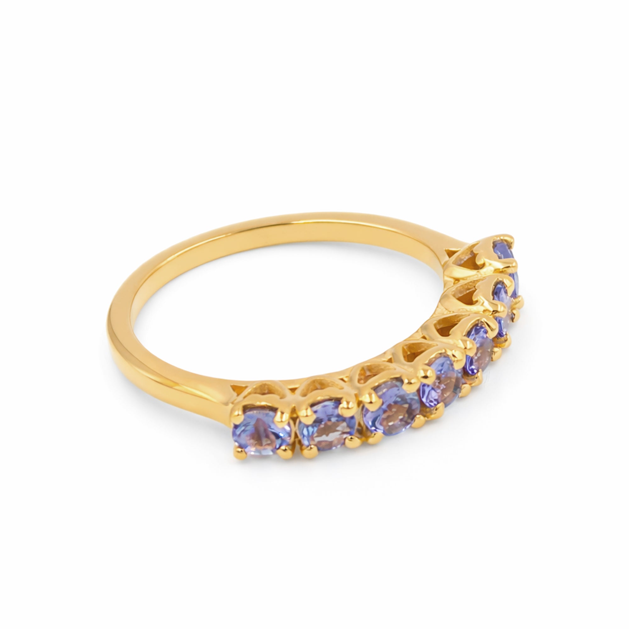Seven Stages Tanzanite Round Stone Ring in 925 Silver