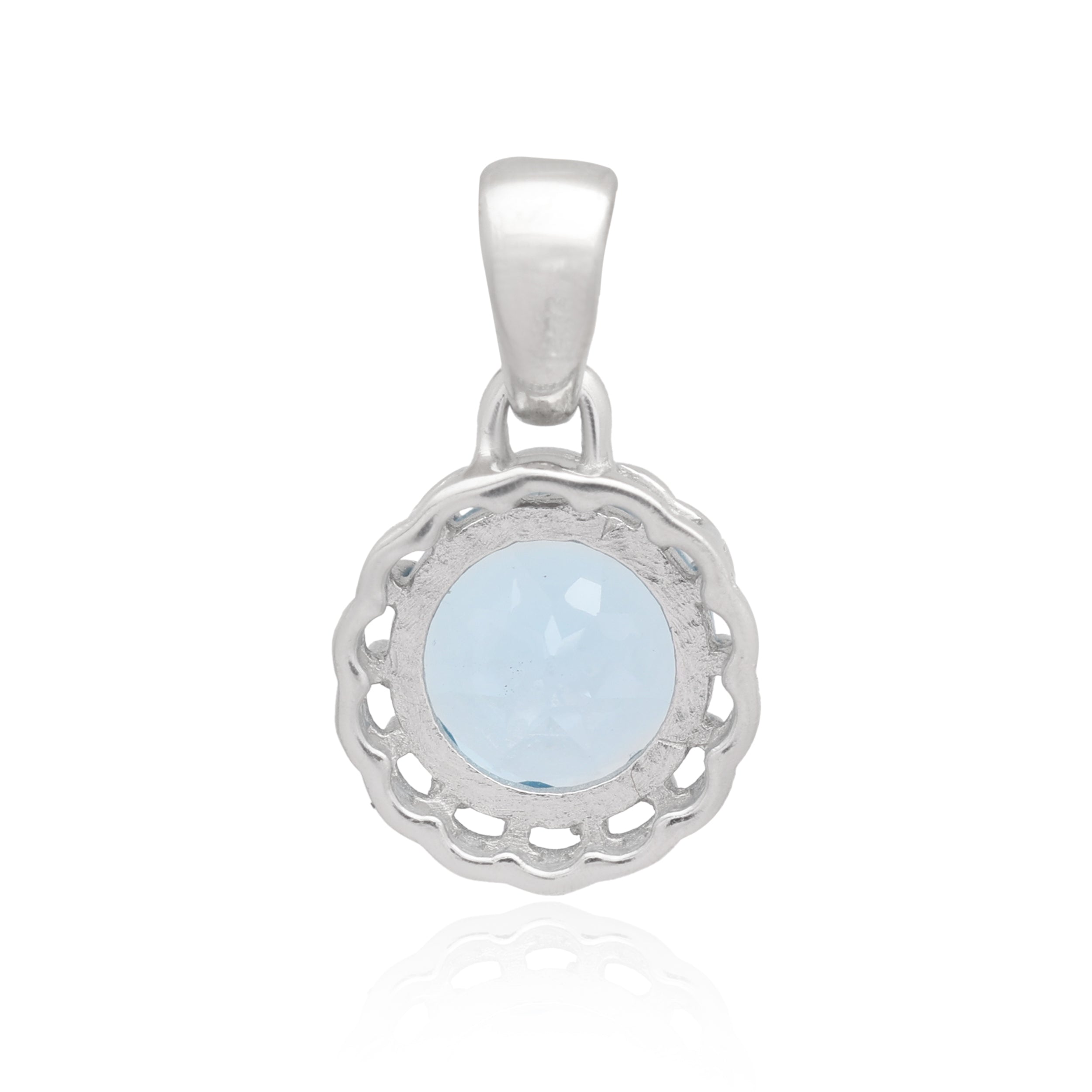 Swiss Blue Topaz Round Pendant with Prong Setting