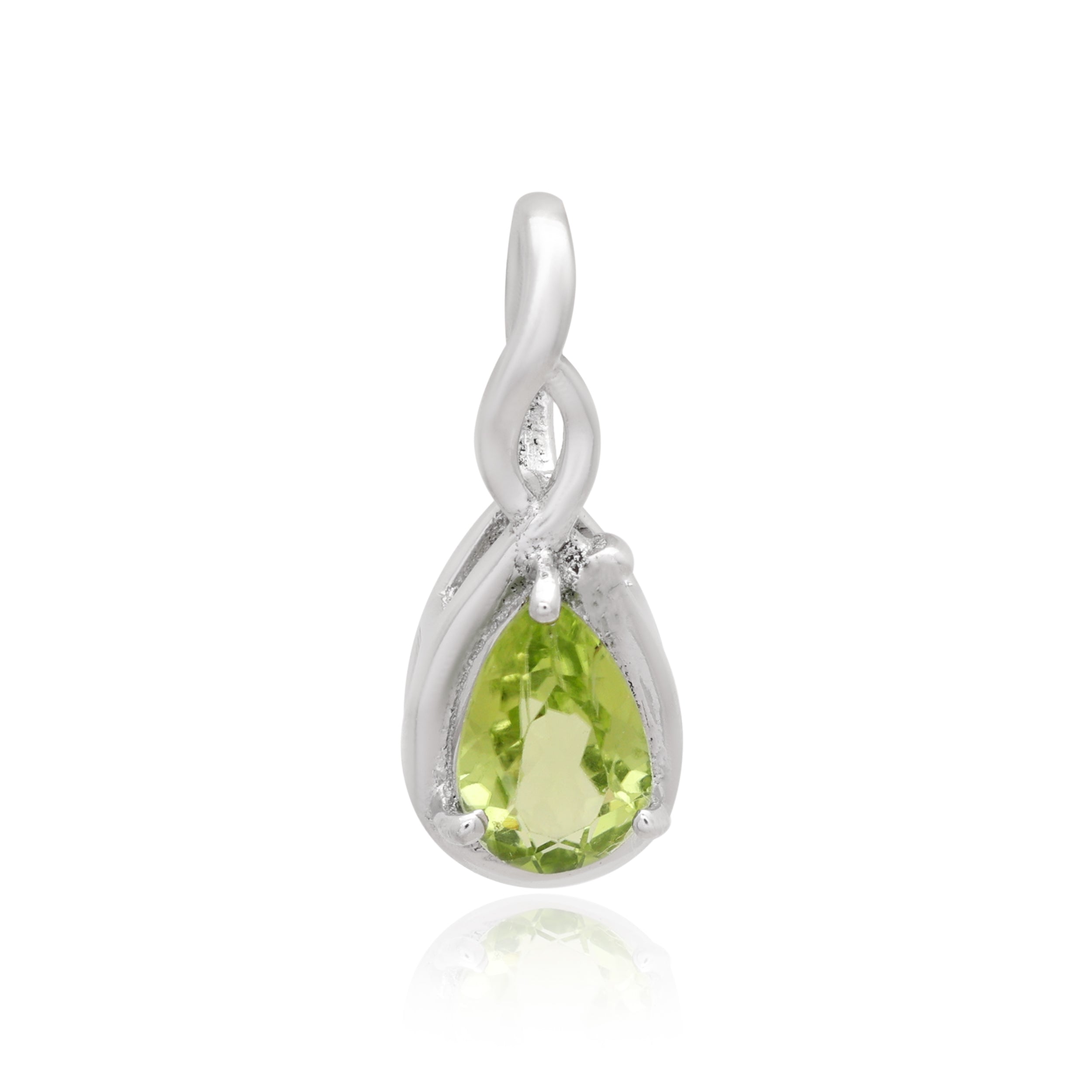 Peridot Pear Pendant with Prong Setting