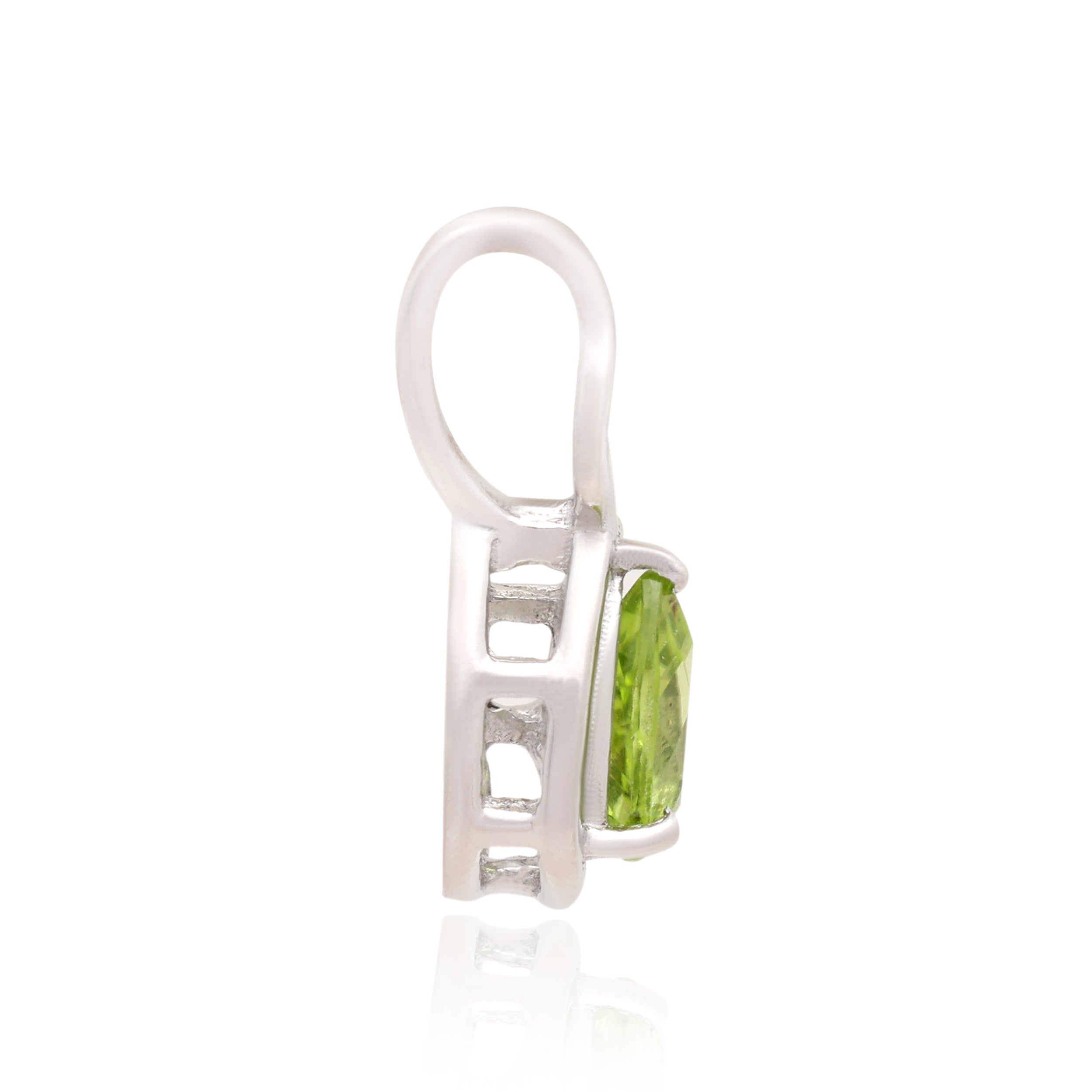 Peridot Pear Pendant with Prong Setting