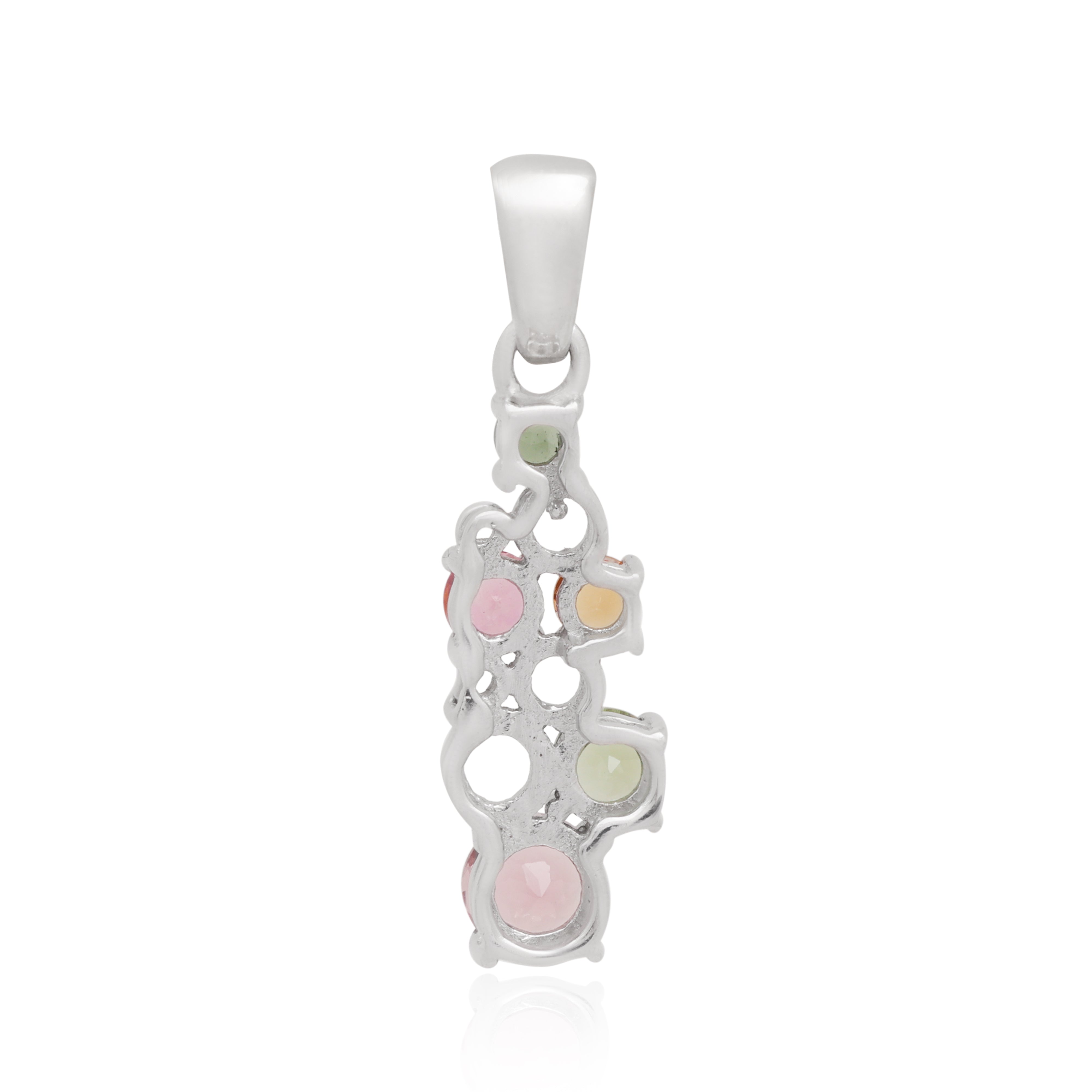 Multi Tourmaline Round Pendant with Prong Setting