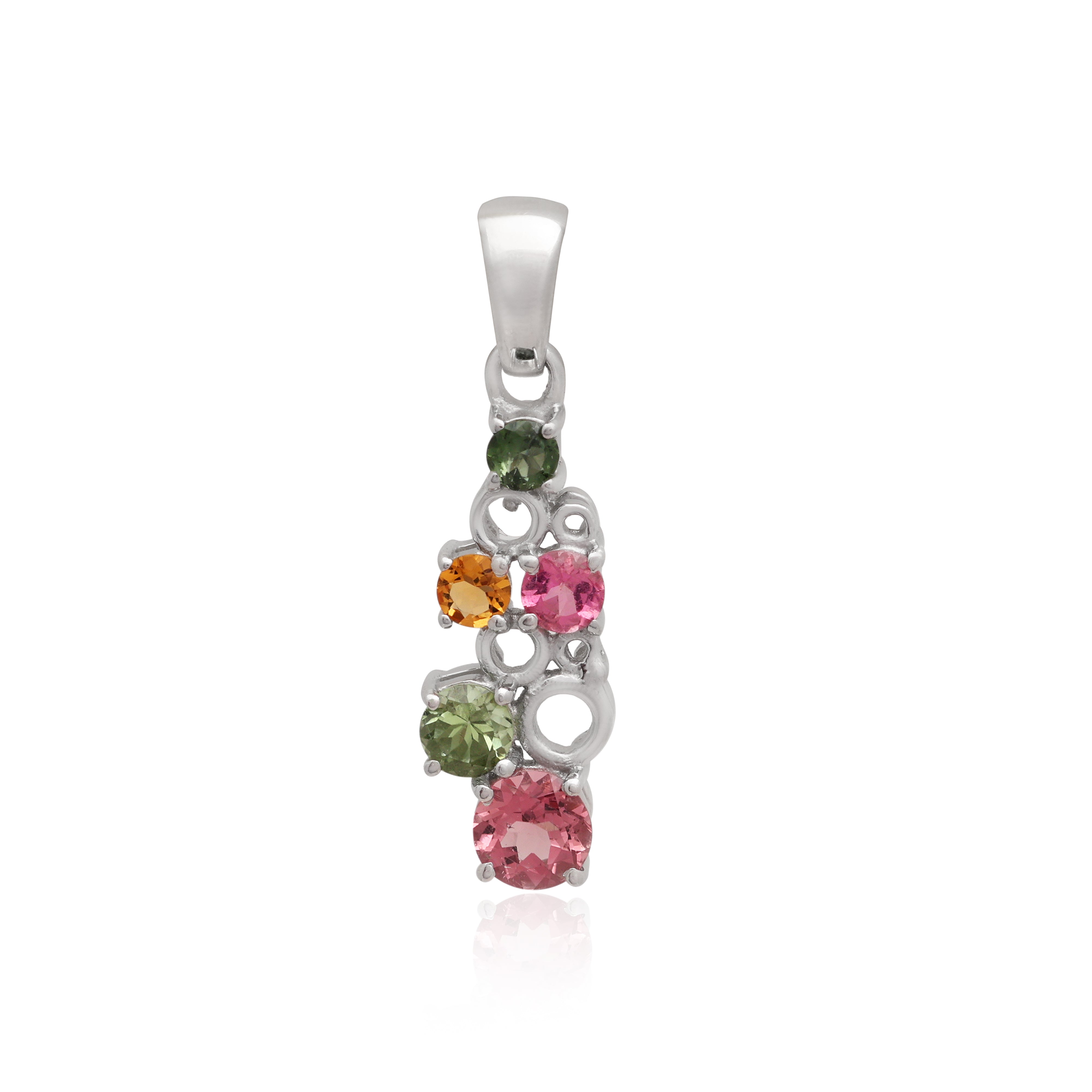 Multi Tourmaline Round Pendant with Prong Setting