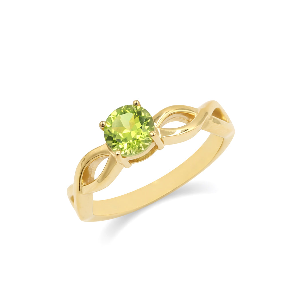 925 Silver Round Peridot Rope Band Ring with Classic Designer Style