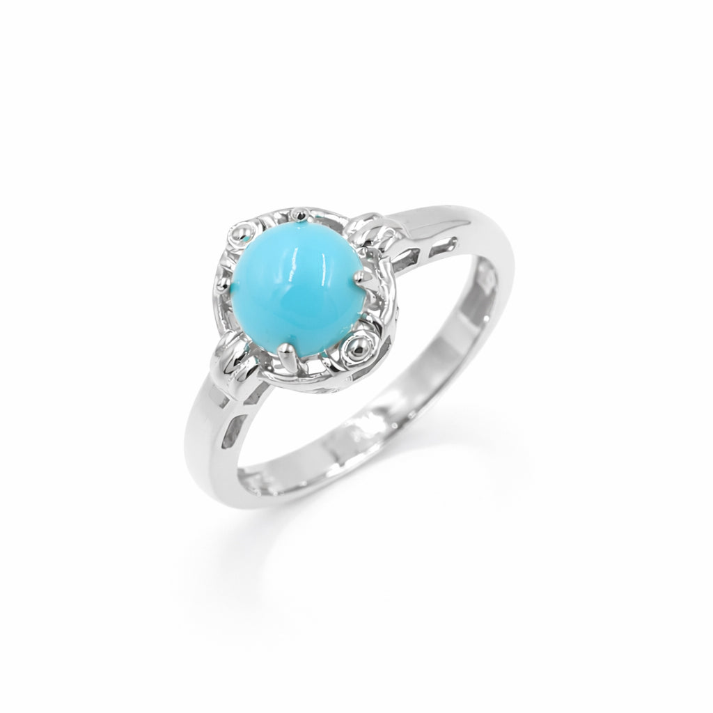 Egyptian Empire Turquoise Cabochon Ring 925 Silver