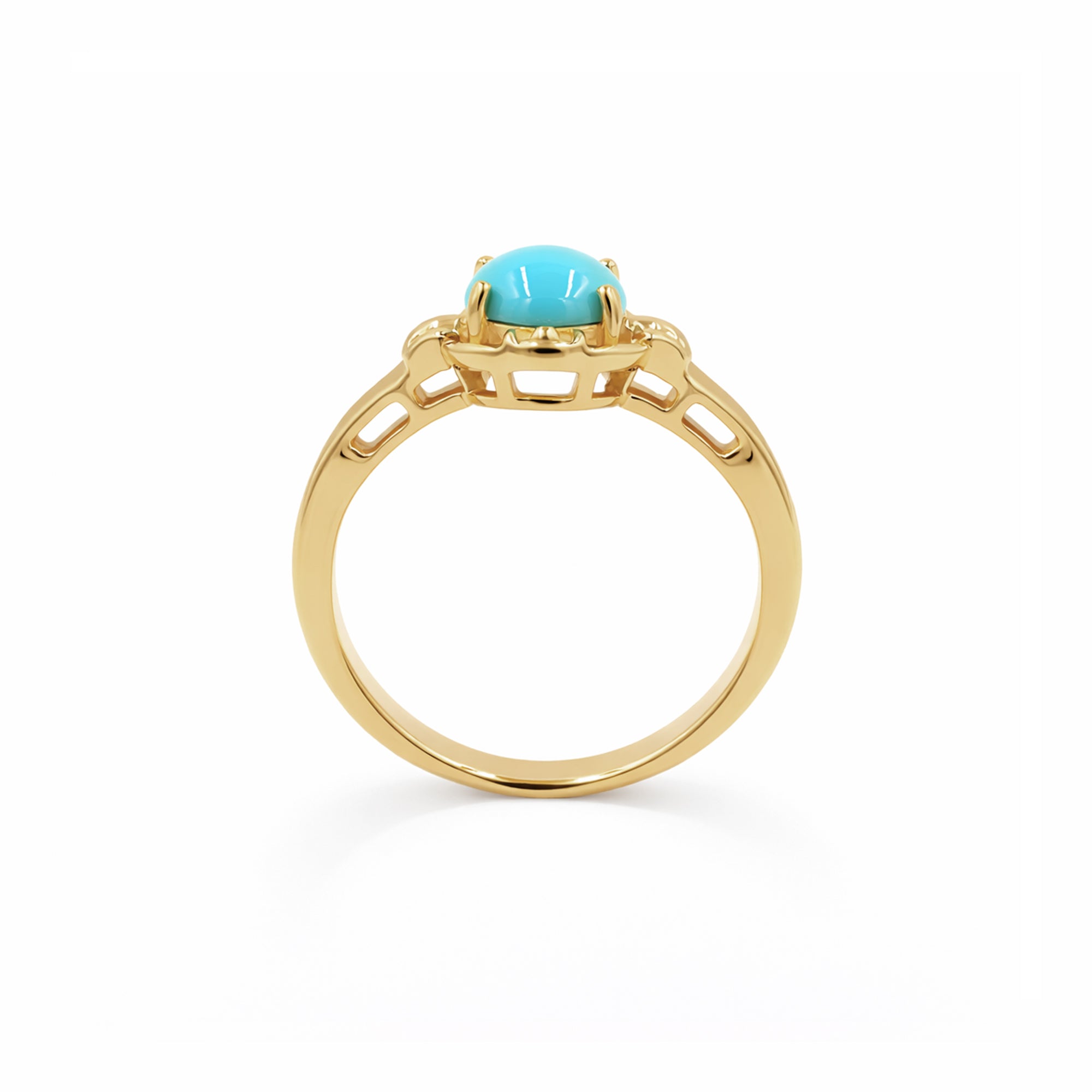 Egyptian Empire Turquoise Cabochon Ring 925 Silver