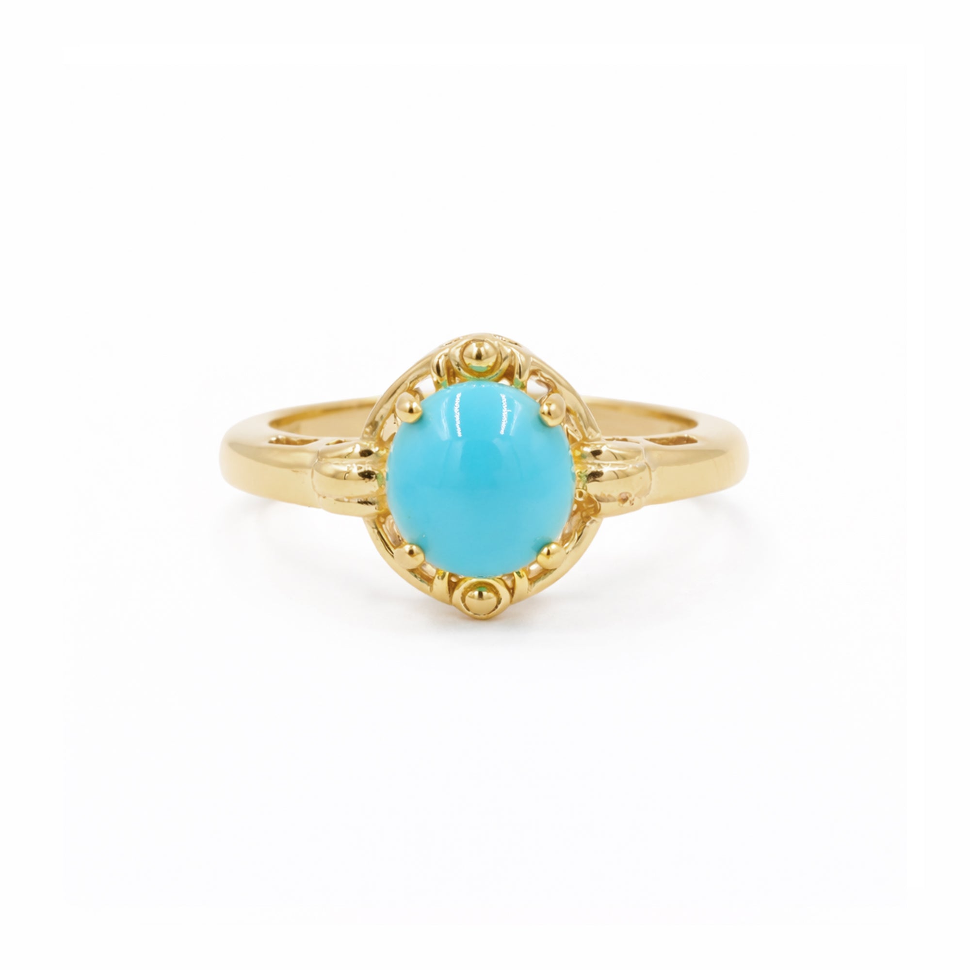 Egyptian Empire Turquoise Cabochon Ring 925 Silver