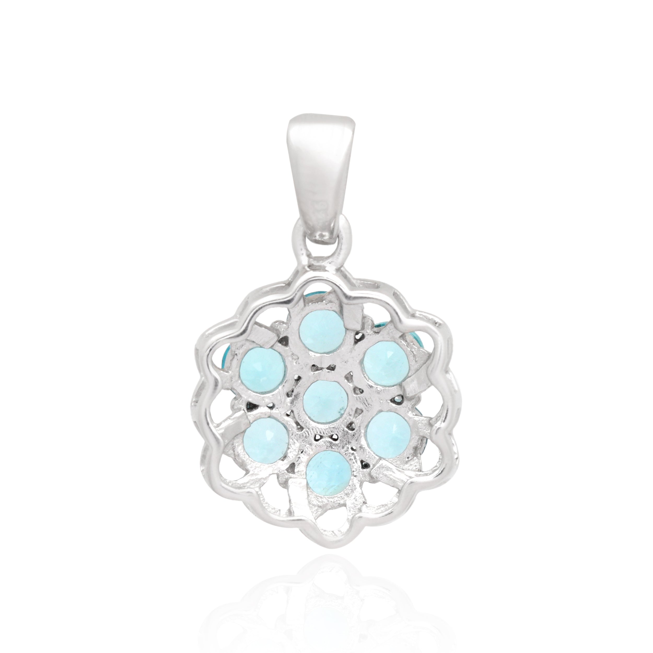 Sky Apatite Round Pendant with Prong Setting