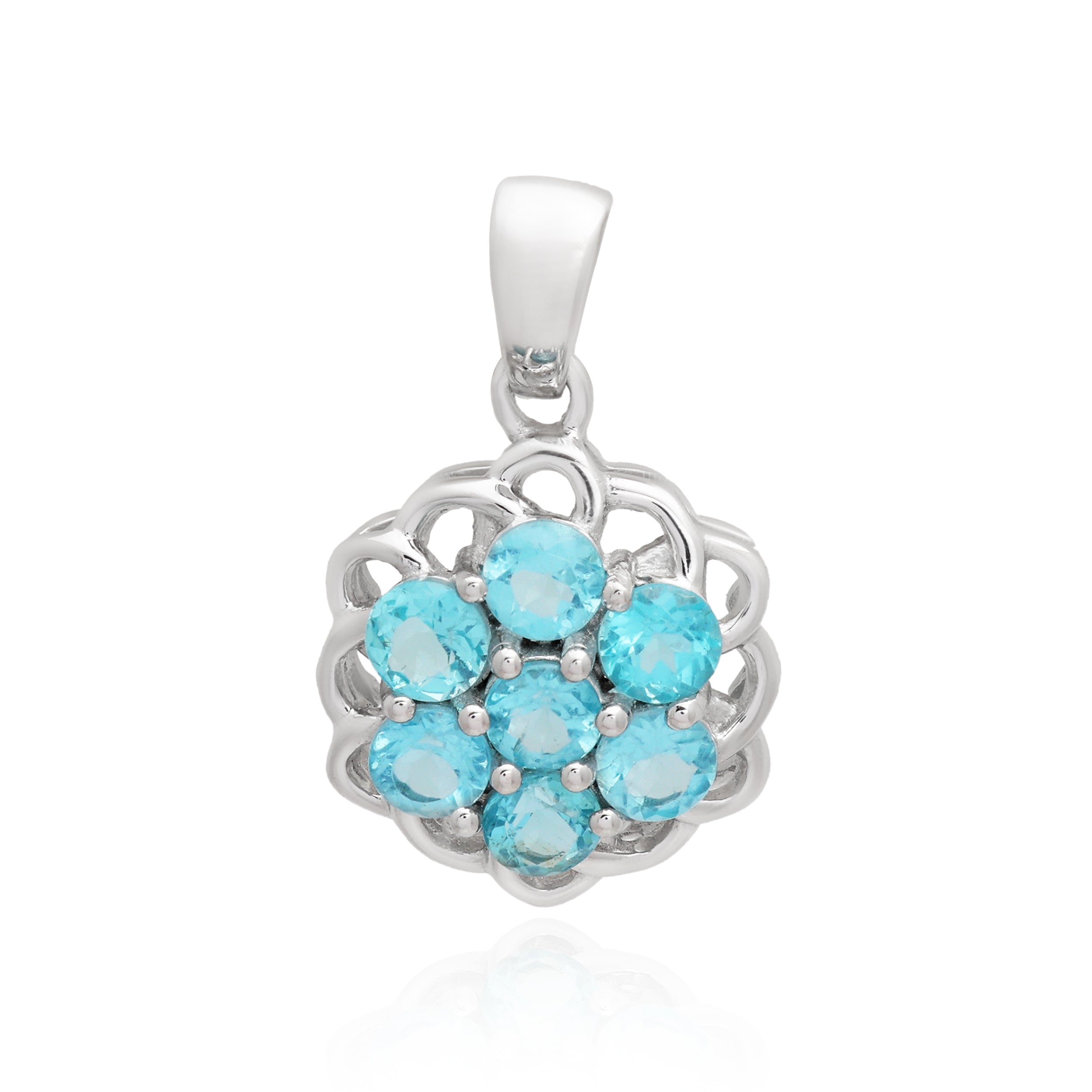 Sky Apatite Round Pendant with Prong Setting