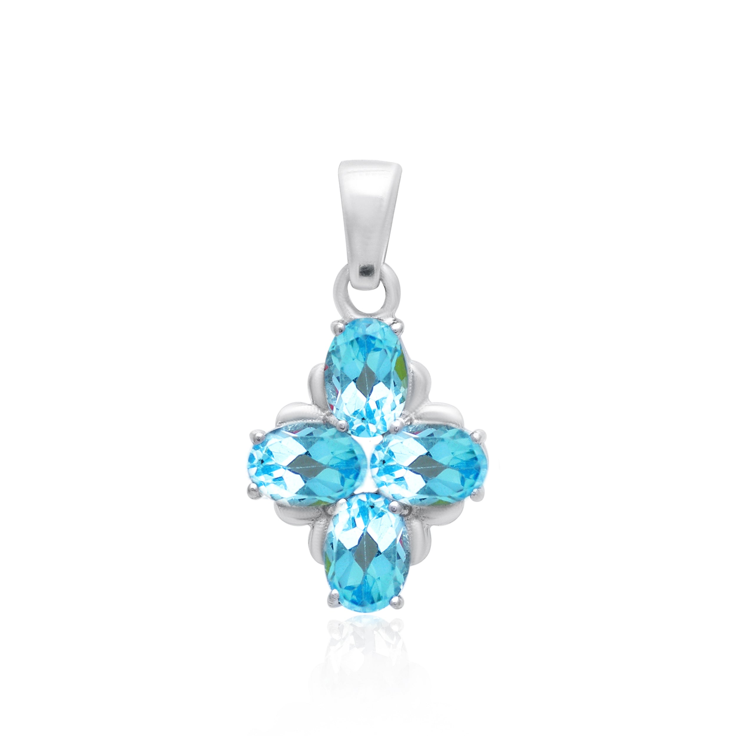 Swiss Blue Topaz Oval Pendant with Prong Setting