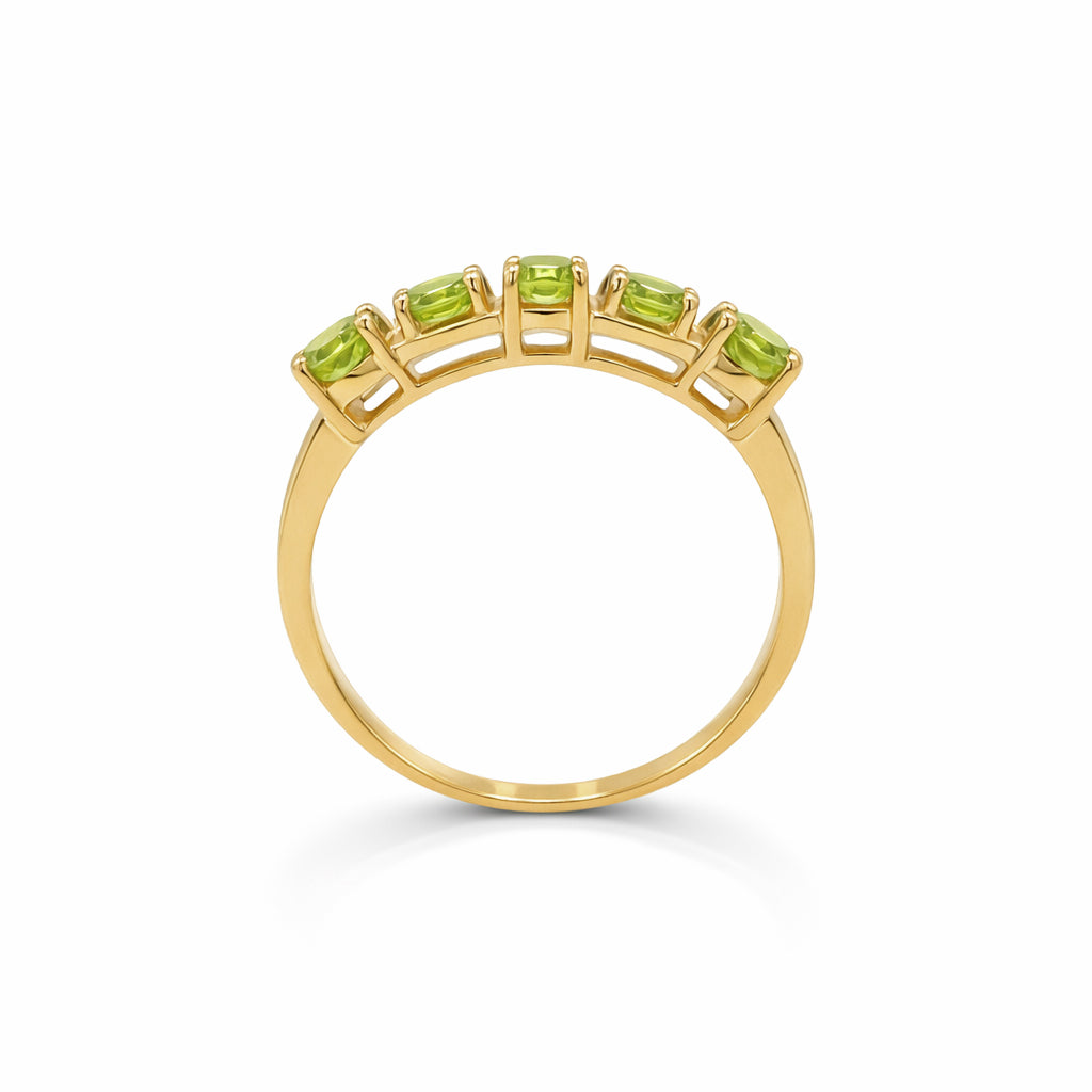 Peridot Five Stone Cut Gemstone Ring in 925 Silver