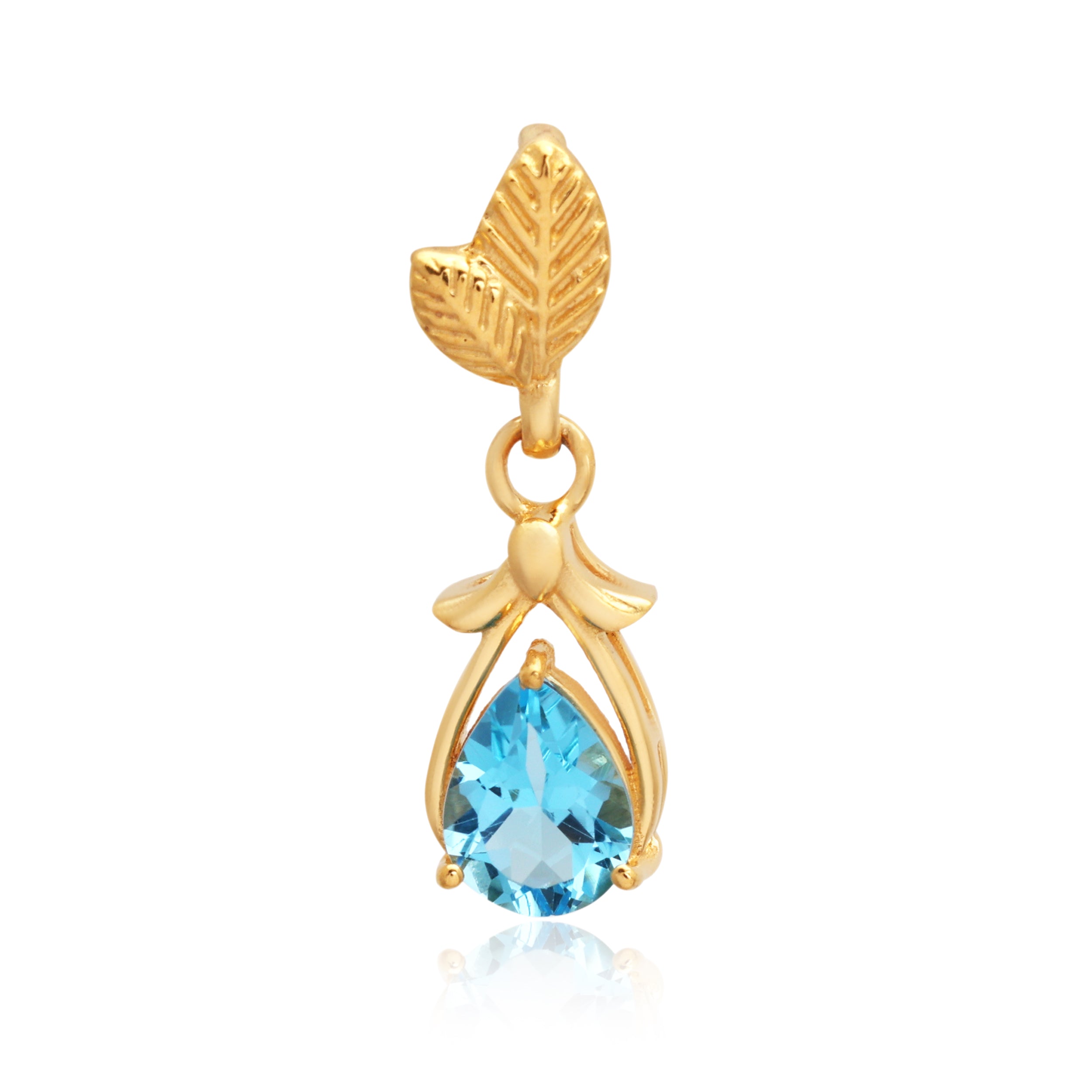 Swiss Blue Topaz Pear Pendant with Prong Setting