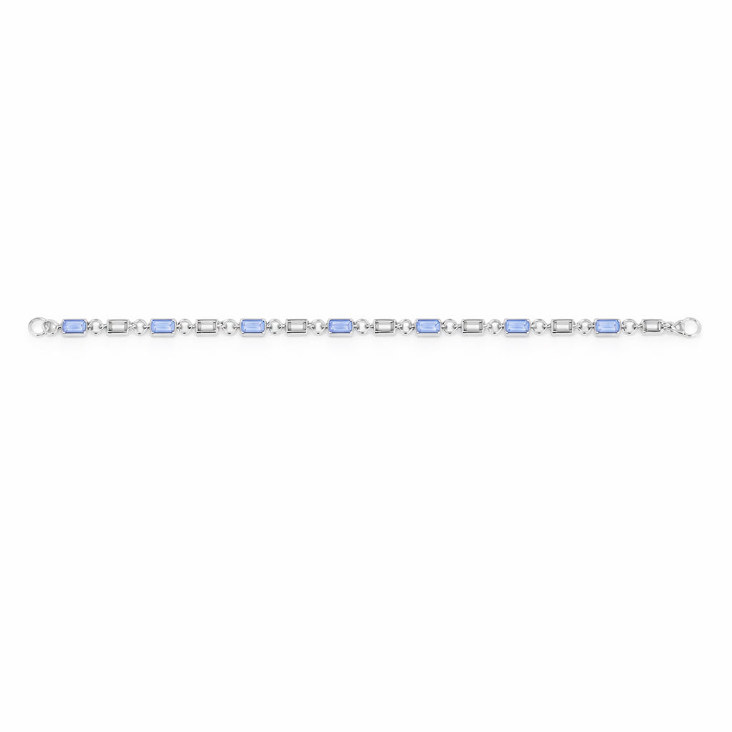 Tanzanite Octagon Stone Charm & Blank Link Bracelet in 925 Silver