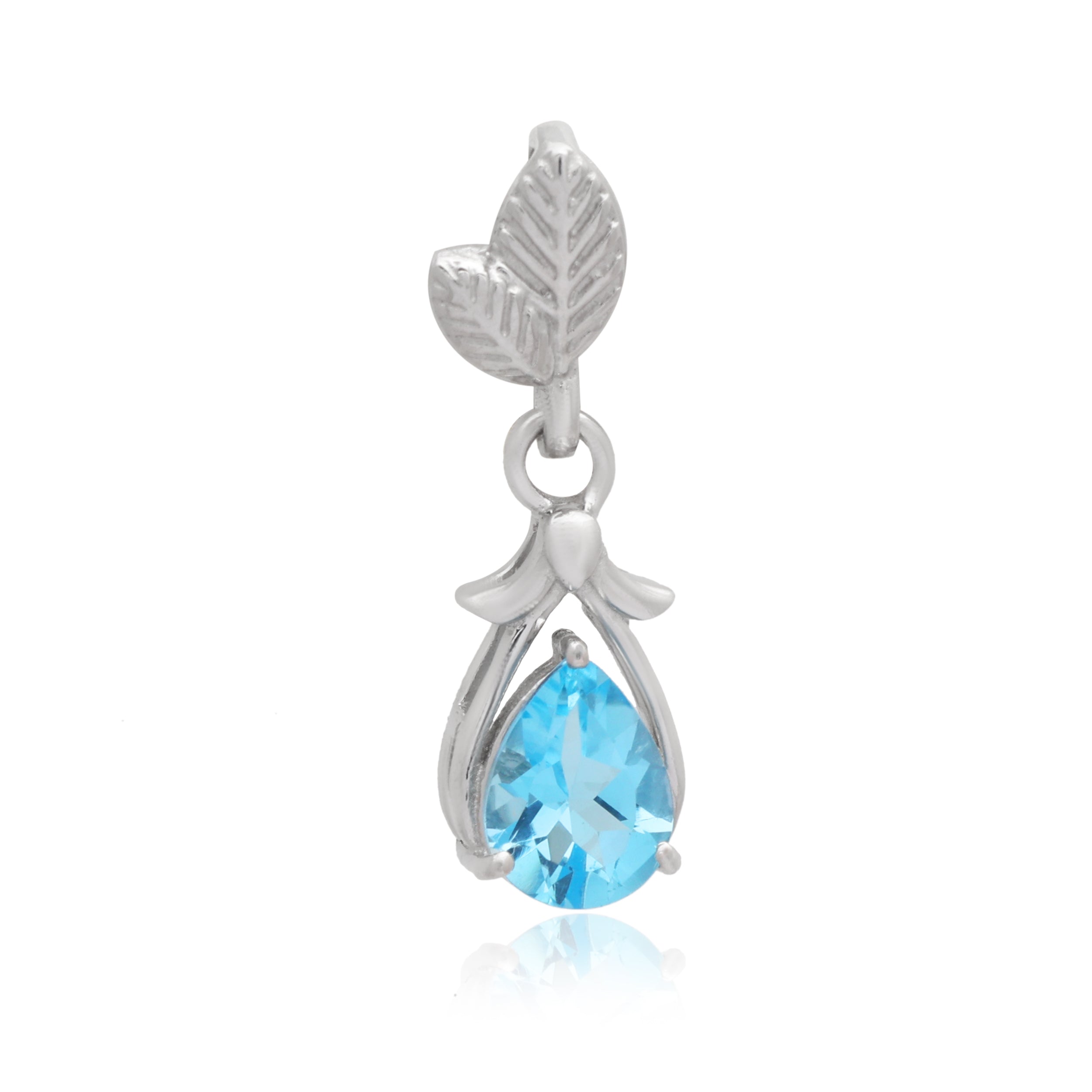 Swiss Blue Topaz Pear Pendant with Prong Setting