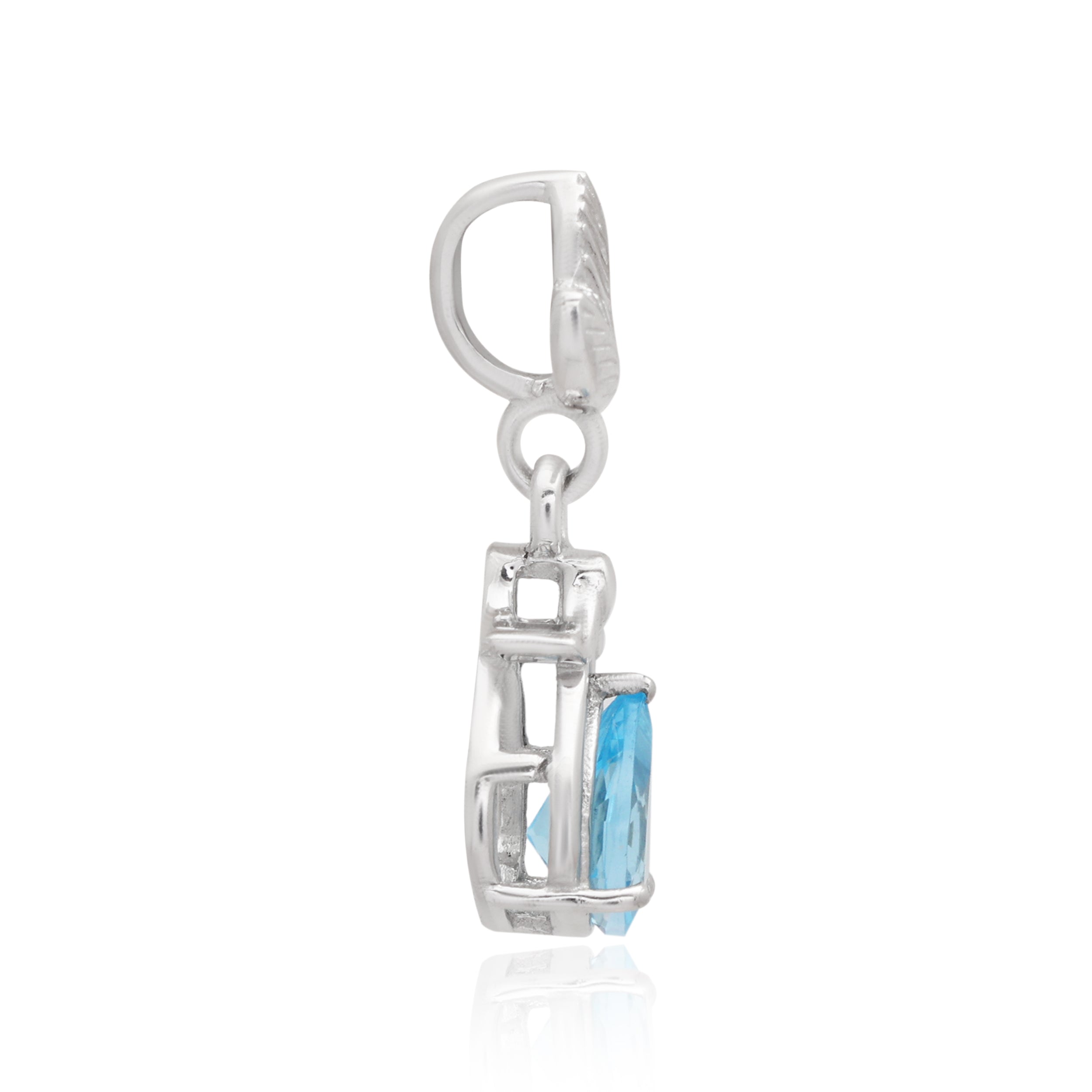 Swiss Blue Topaz Pear Pendant with Prong Setting