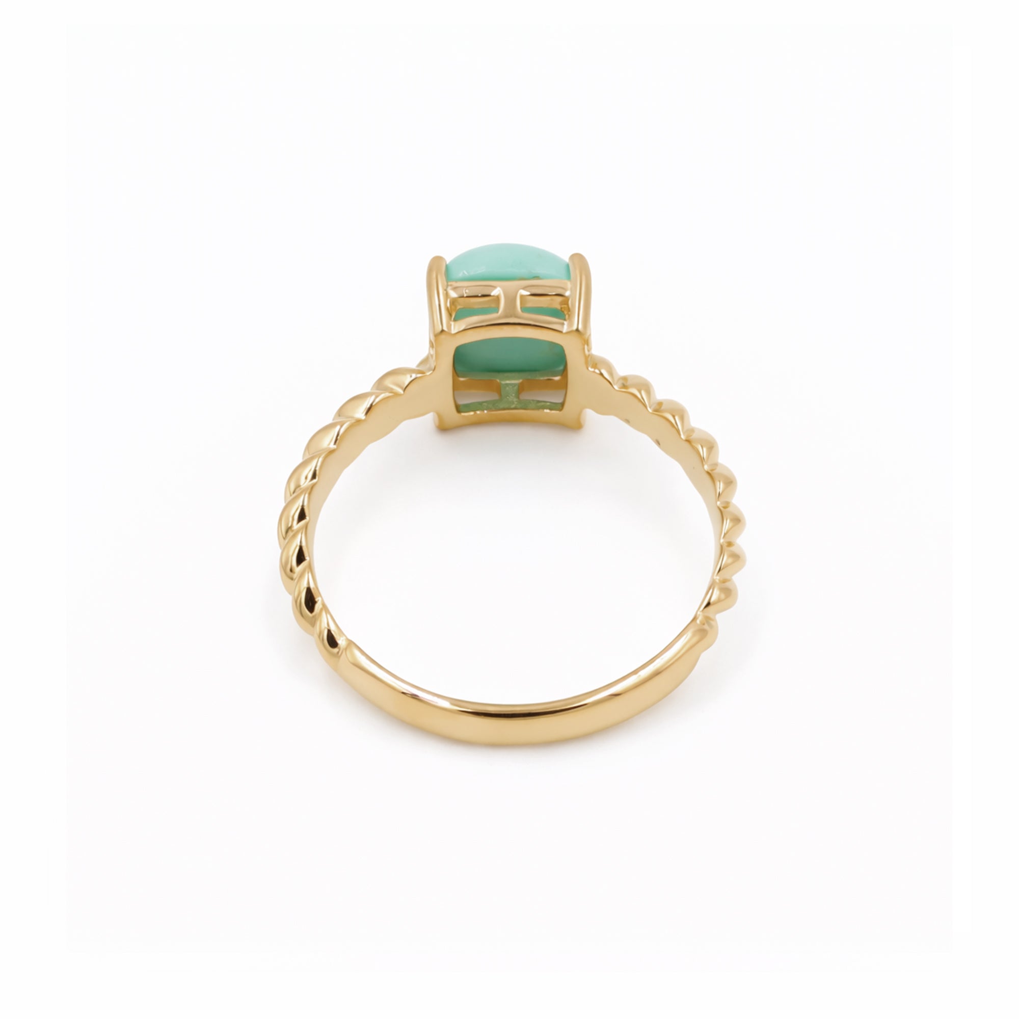 Turquoise Cushion Cabochon Ring 925 Silver Rope Band