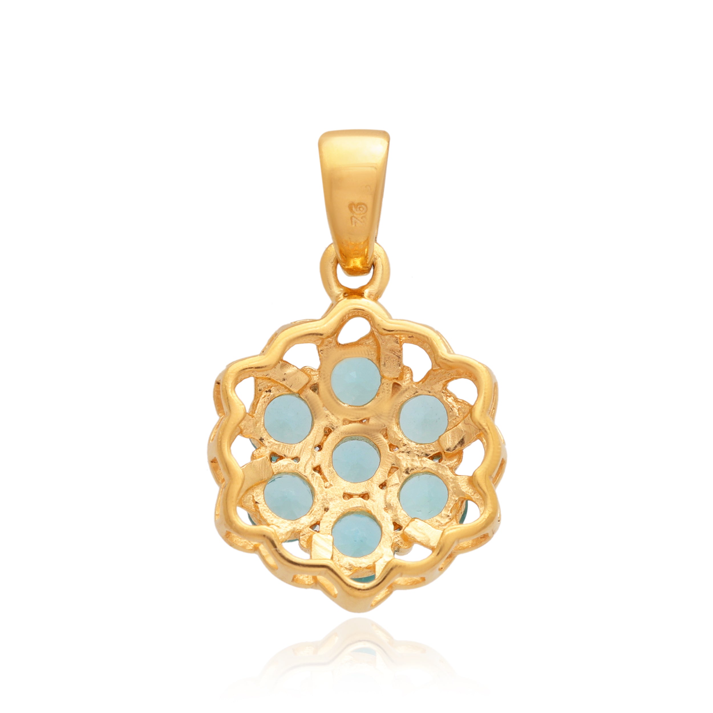 Sky Apatite Round Pendant with Prong Setting