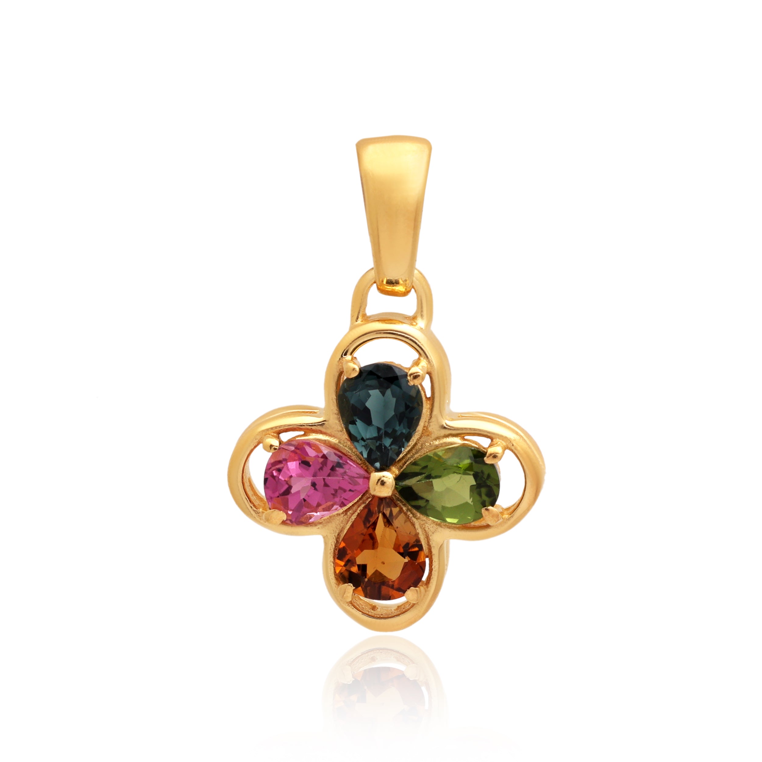 Multi Tourmaline Pear Pendant with Prong Setting