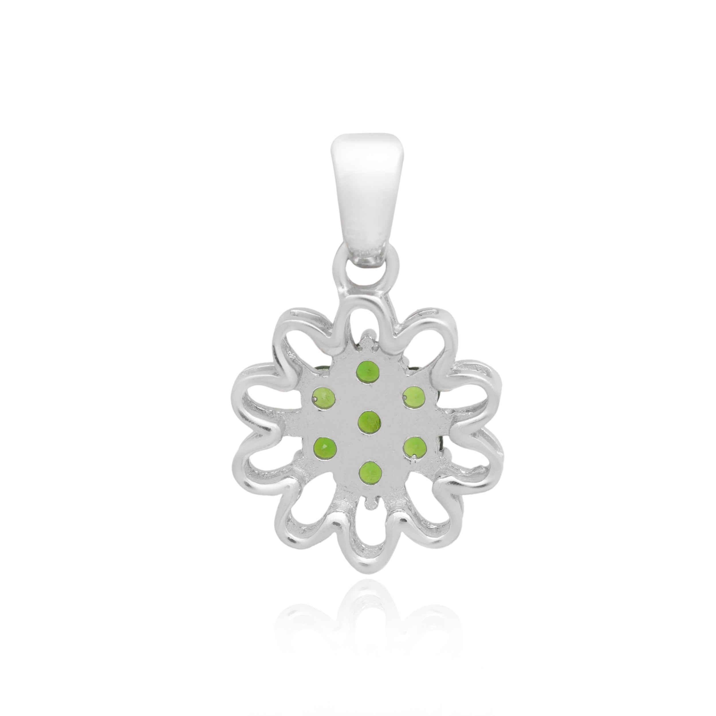 Chrome Diopside Round Pendant with Prong Setting