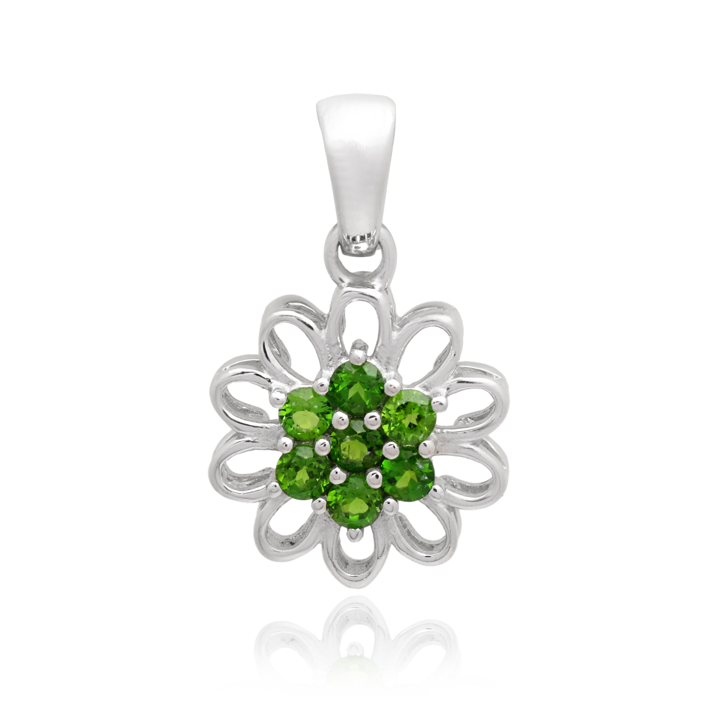 Chrome Diopside Round Pendant with Prong Setting