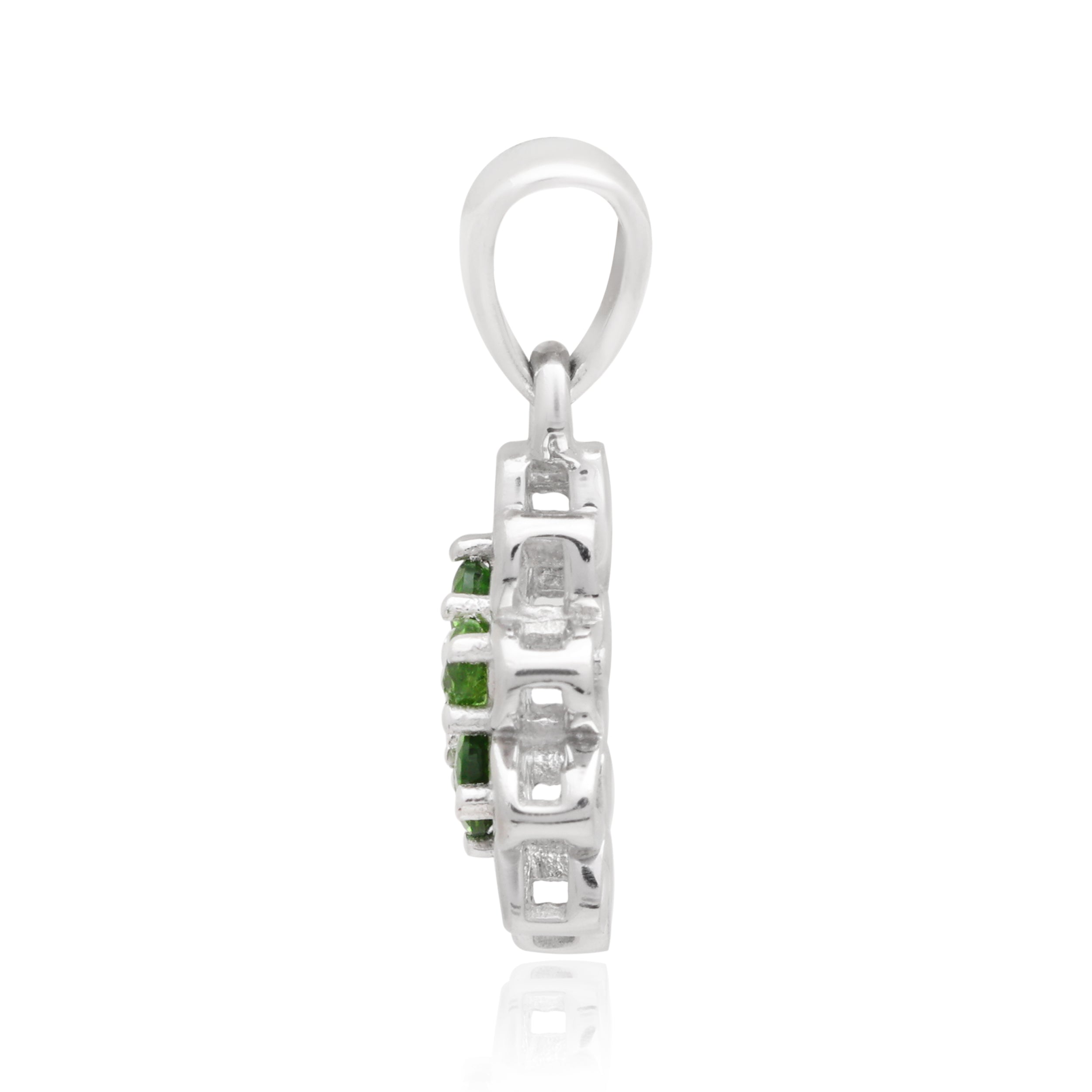 Chrome Diopside Round Pendant with Prong Setting