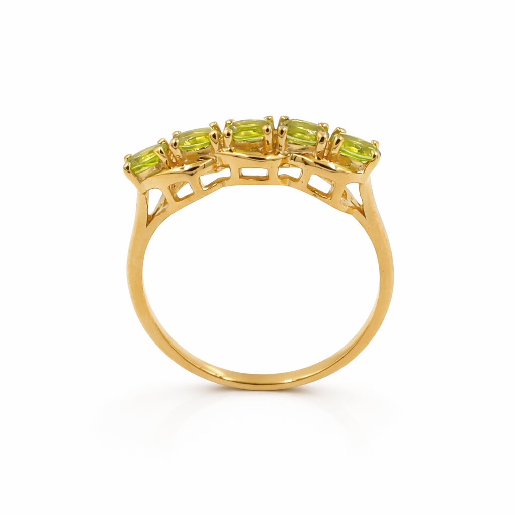 Peridot Five Stone Fancy Band Ring in 925 Silver