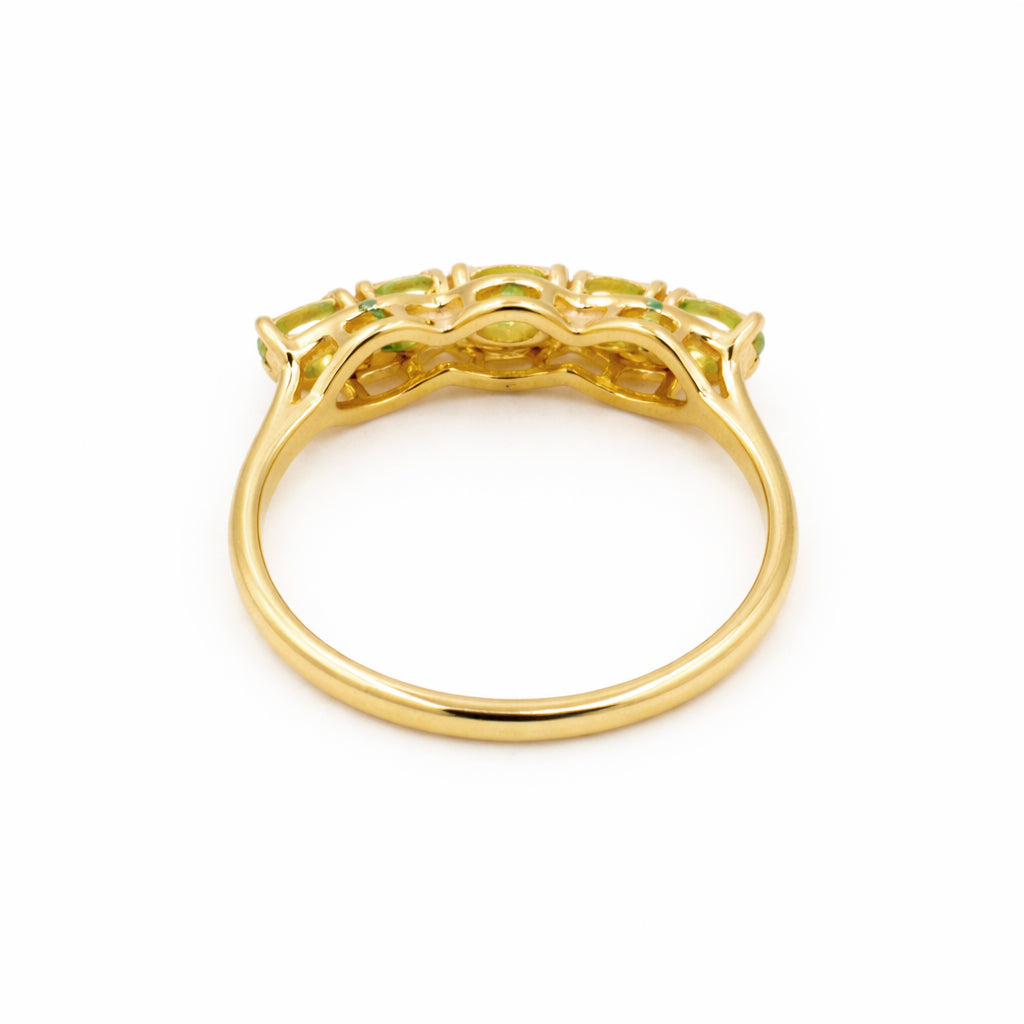 Peridot Five Stone Fancy Band Ring in 925 Silver