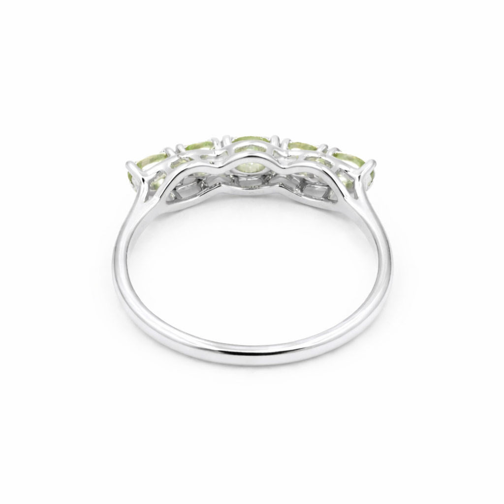 Peridot Five Stone Fancy Band Ring in 925 Silver