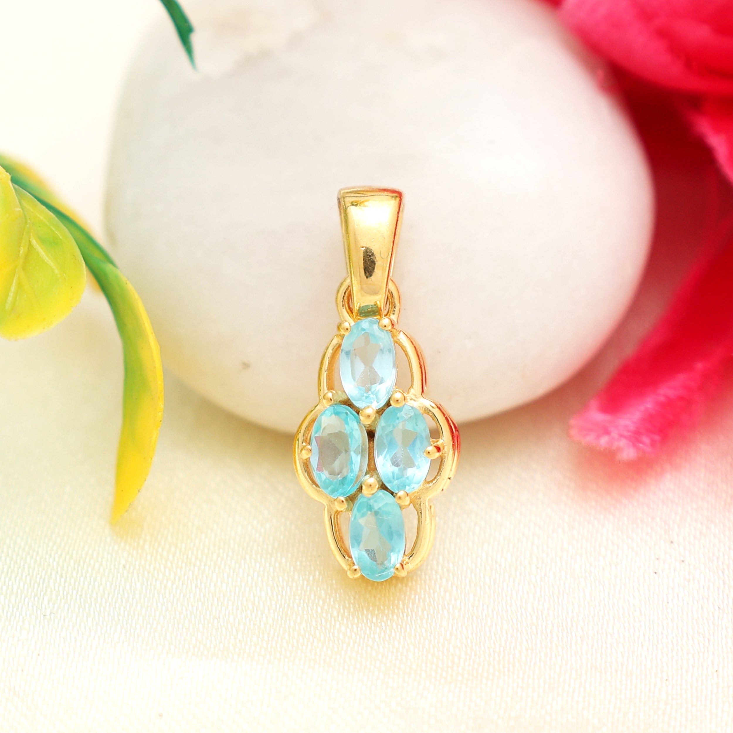 Sky Apatite Oval Pendant with Prong Setting