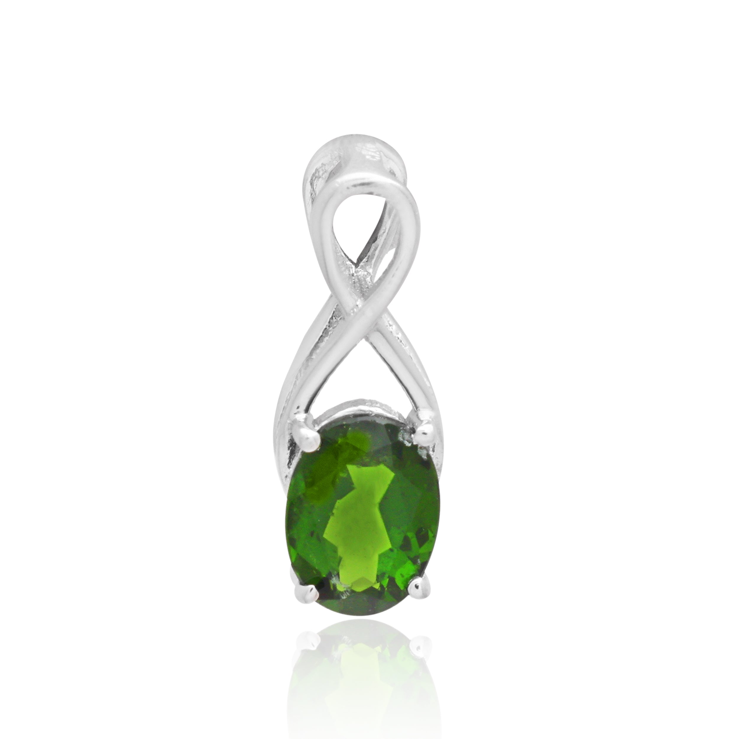 Chrome Diopside Oval Pendant with Prong Setting