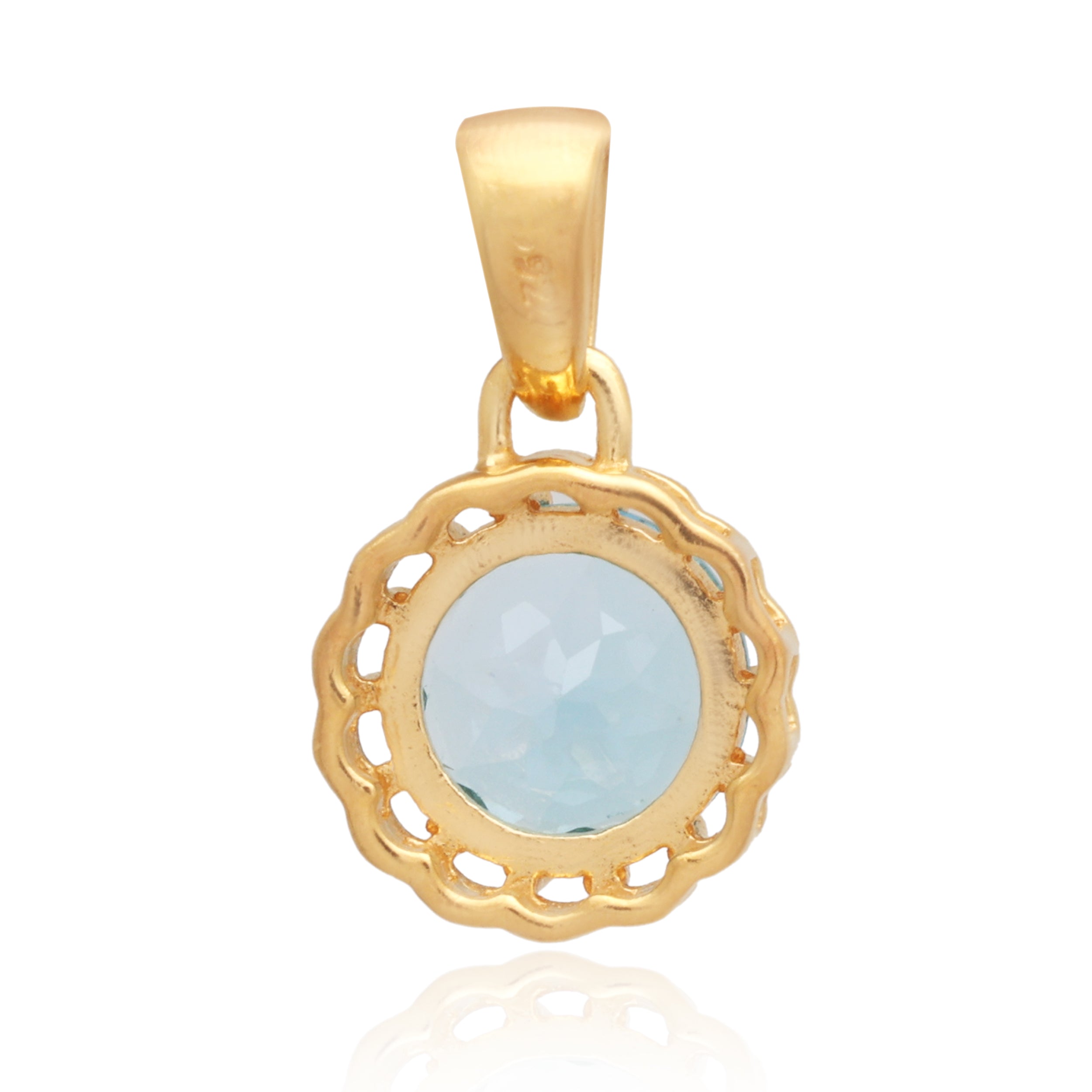 Swiss Blue Topaz Round Pendant with Prong Setting