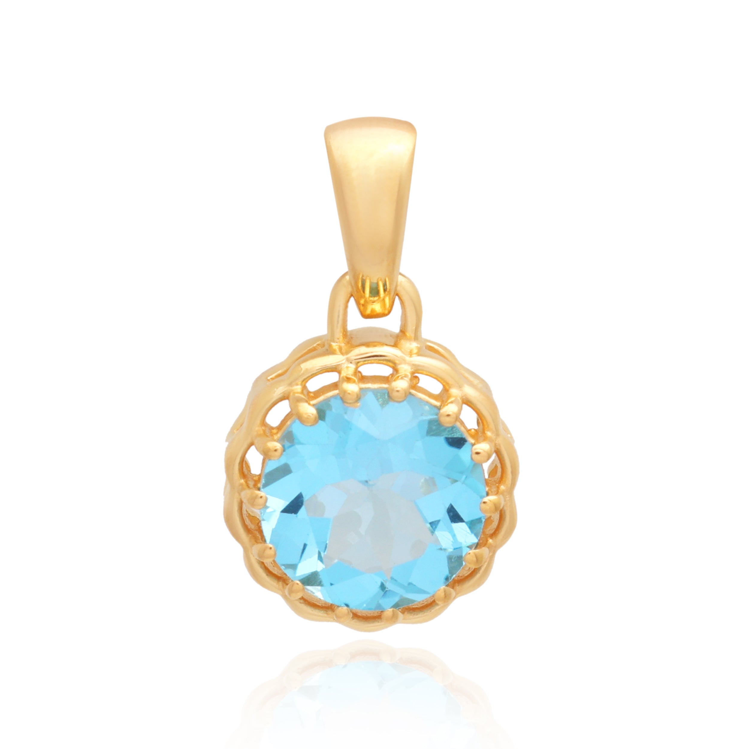 Swiss Blue Topaz Round Pendant with Prong Setting