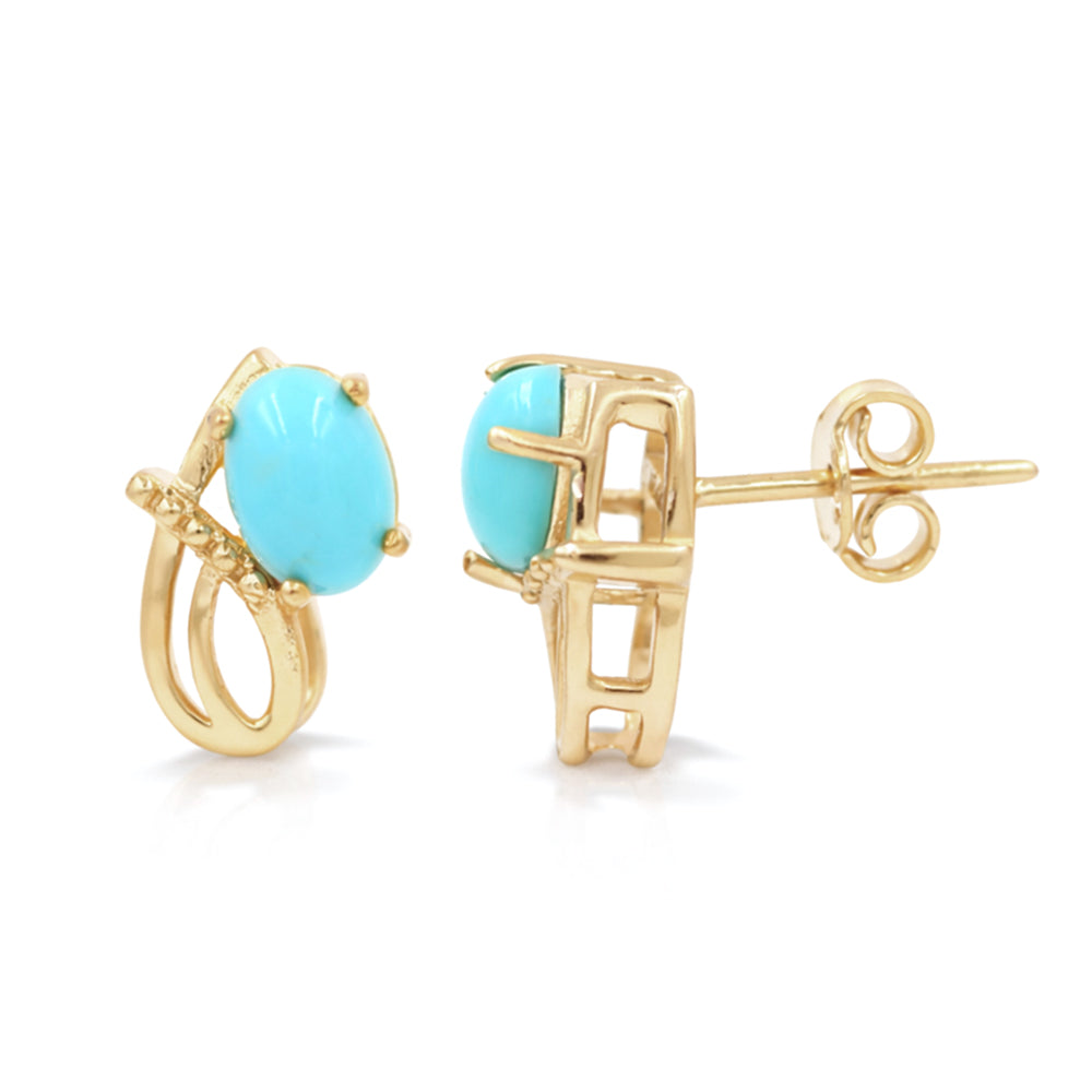 Turquoise Oval Cabochon Modern Designer Stud Earrings