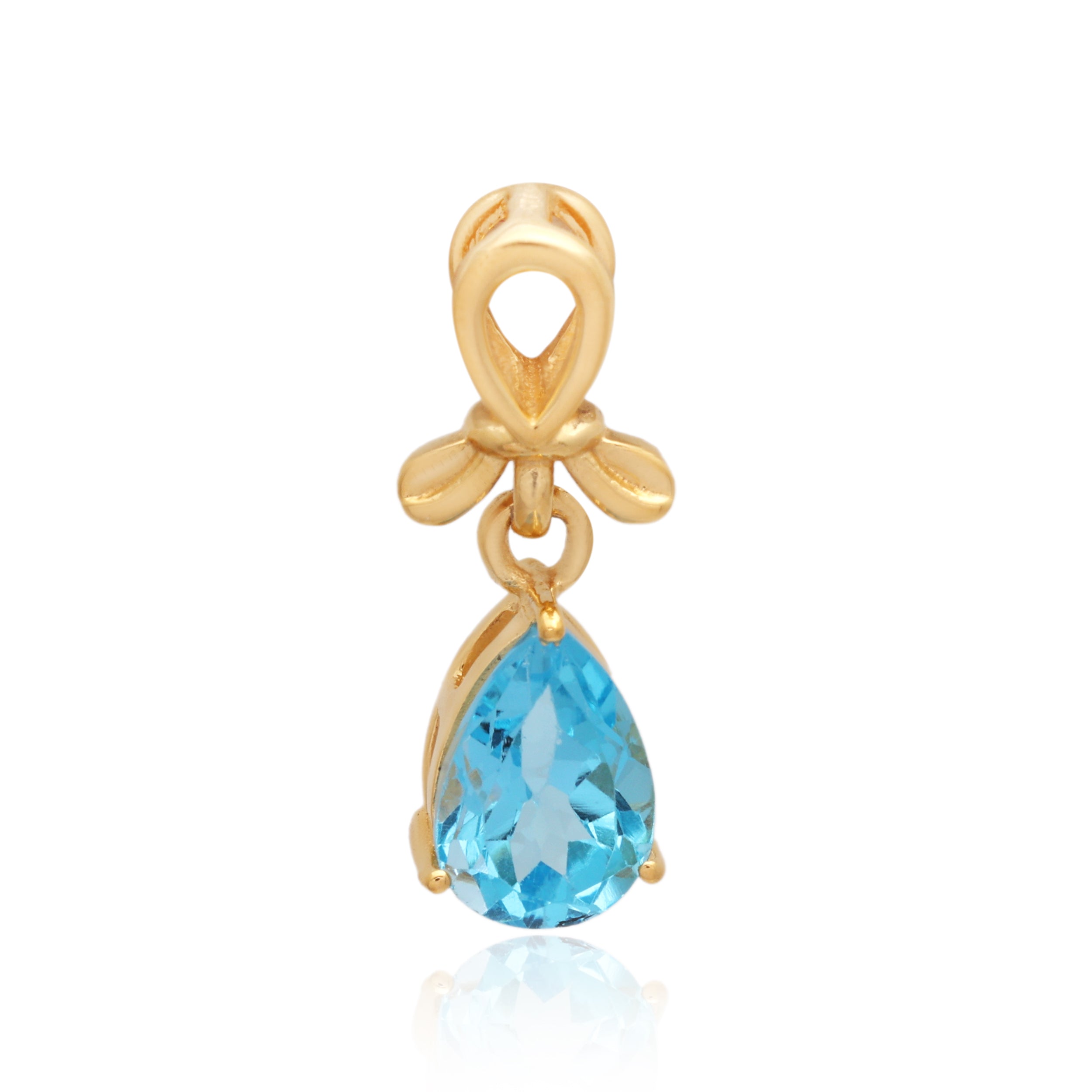 Swiss Blue Topaz Pear Pendant with Prong Setting