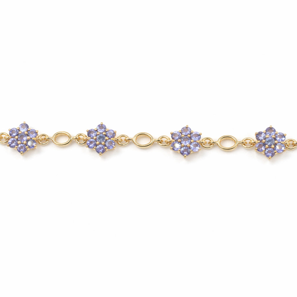 Perennial Geranium Inspired Blue Stone Floral Tanzanite Bracelet in 925 Silver