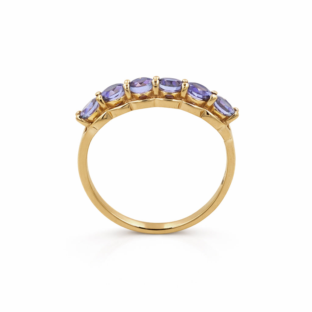 Tanzanite Six Stone Band Ring in 925 Silver