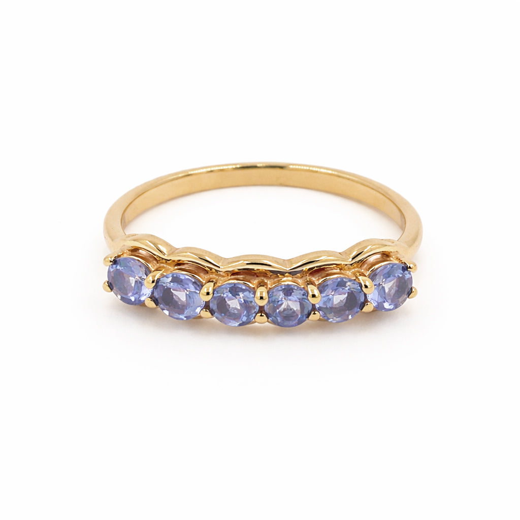 Tanzanite Six Stone Band Ring in 925 Silver