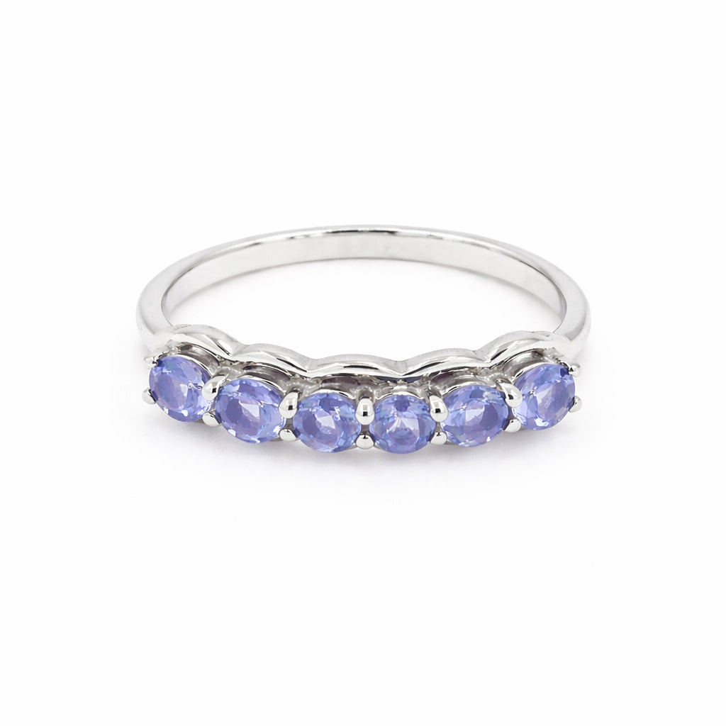 Tanzanite Six Stone Band Ring in 925 Silver