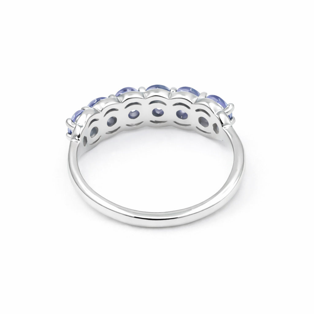 Tanzanite Six Stone Band Ring in 925 Silver