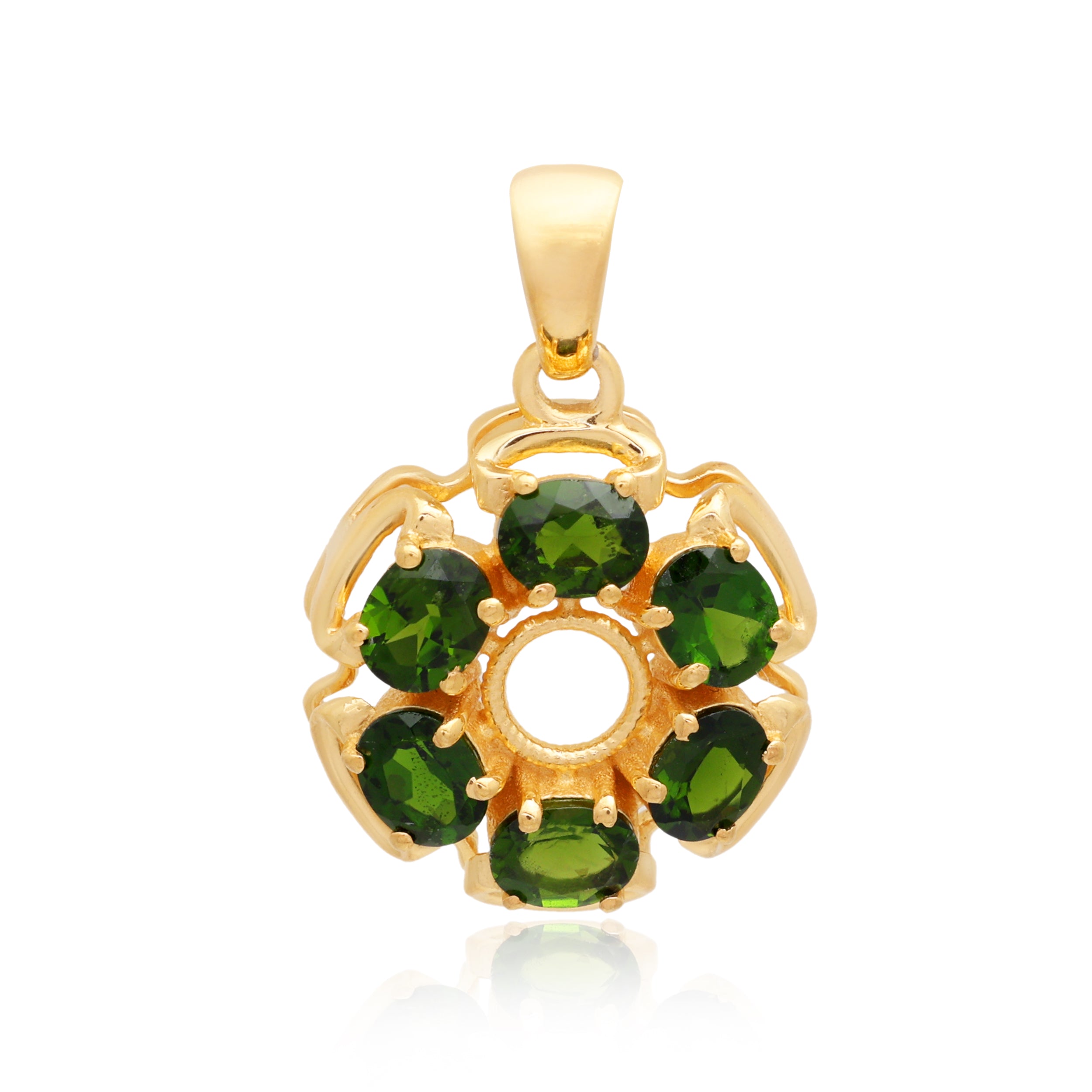 Chrome Diopside Oval Pendant with Prong Setting