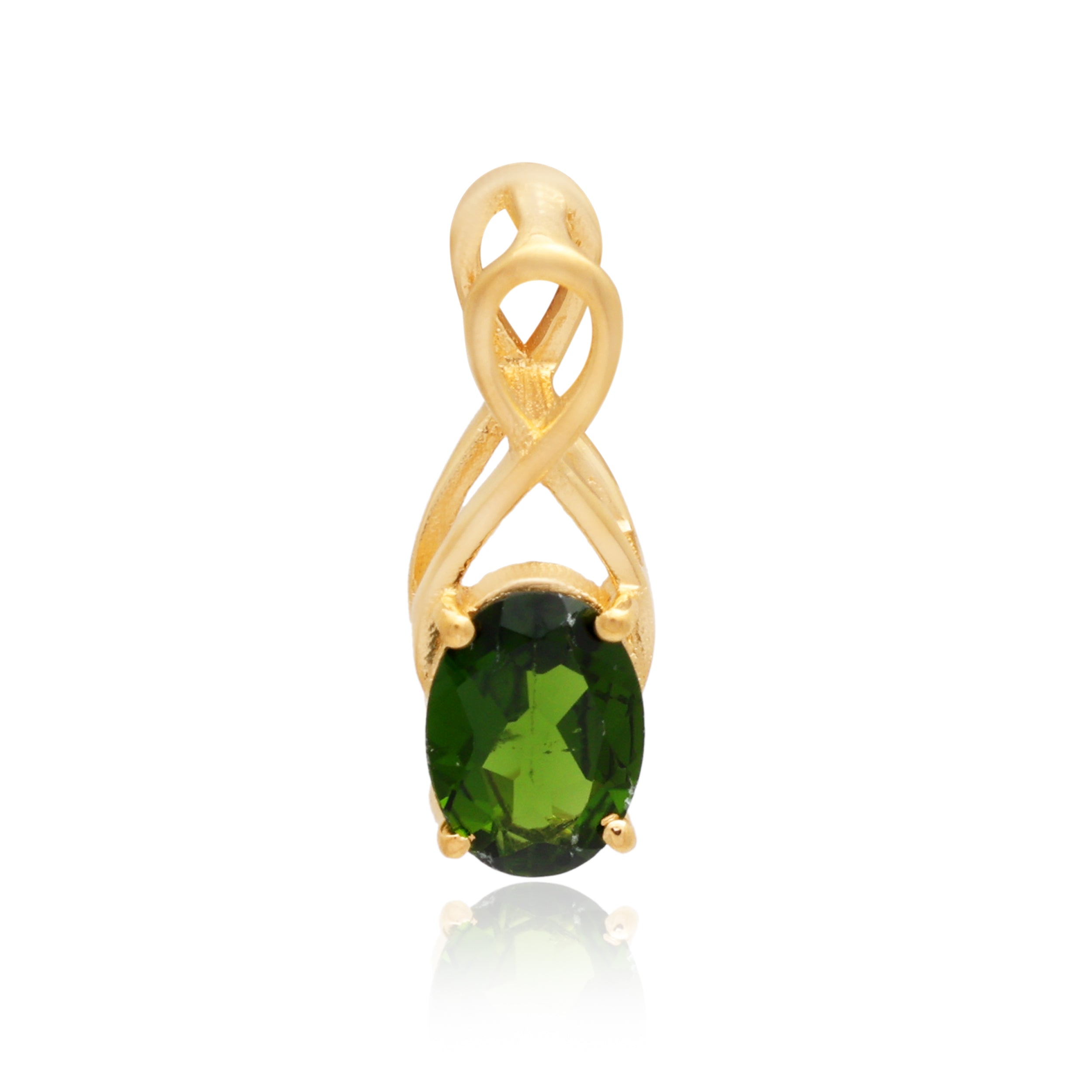 Chrome Diopside Oval Pendant with Prong Setting