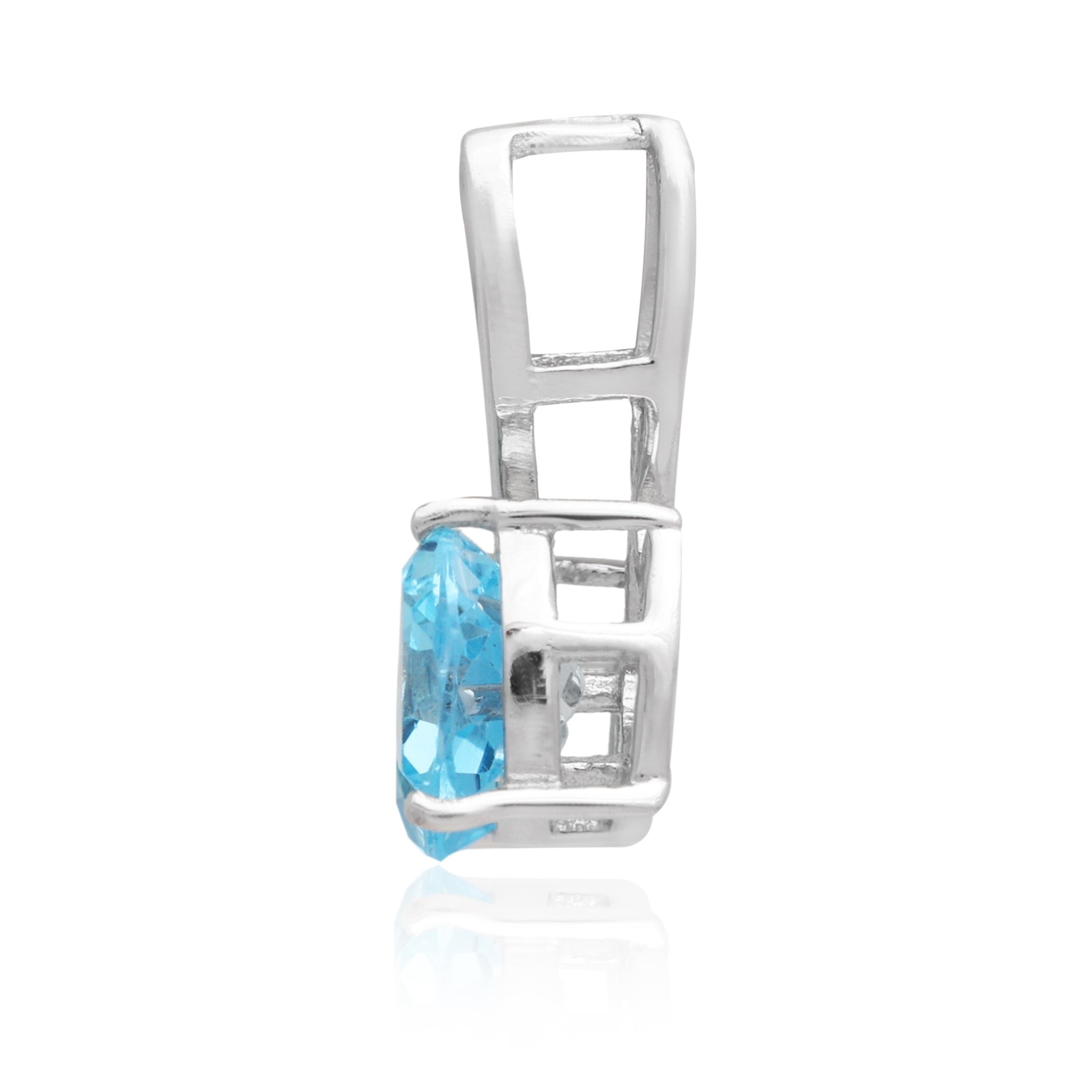 Swiss Blue Topaz Heart Pendant with Prong Setting