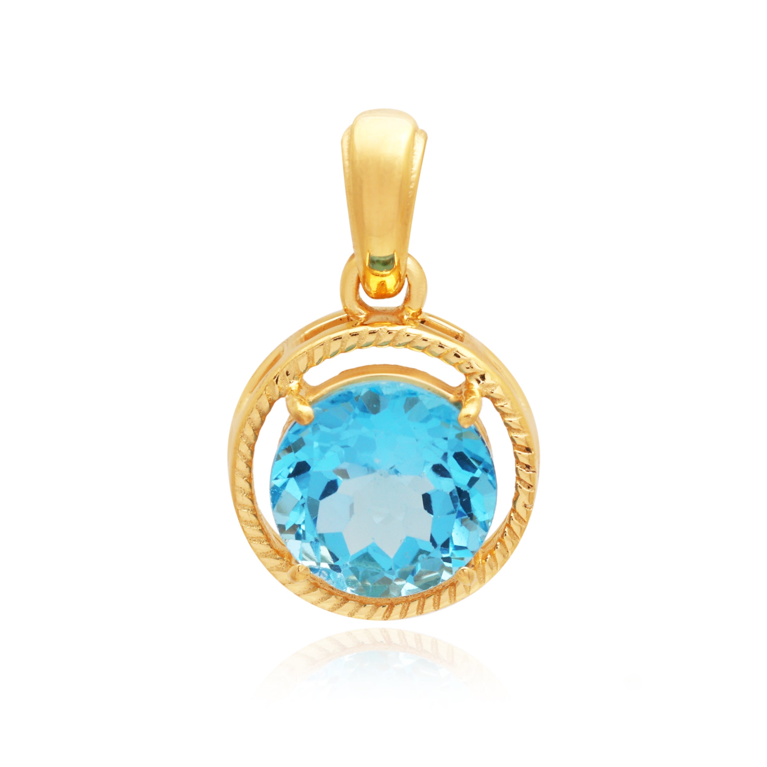 Swiss Blue Topaz Round Pendant with Prong Setting