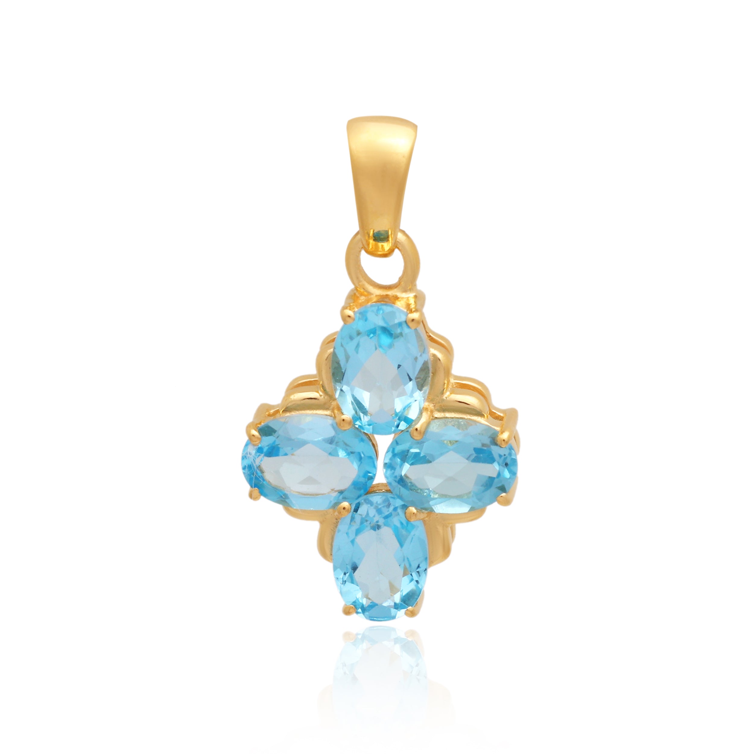 Swiss Blue Topaz Oval Pendant with Prong Setting